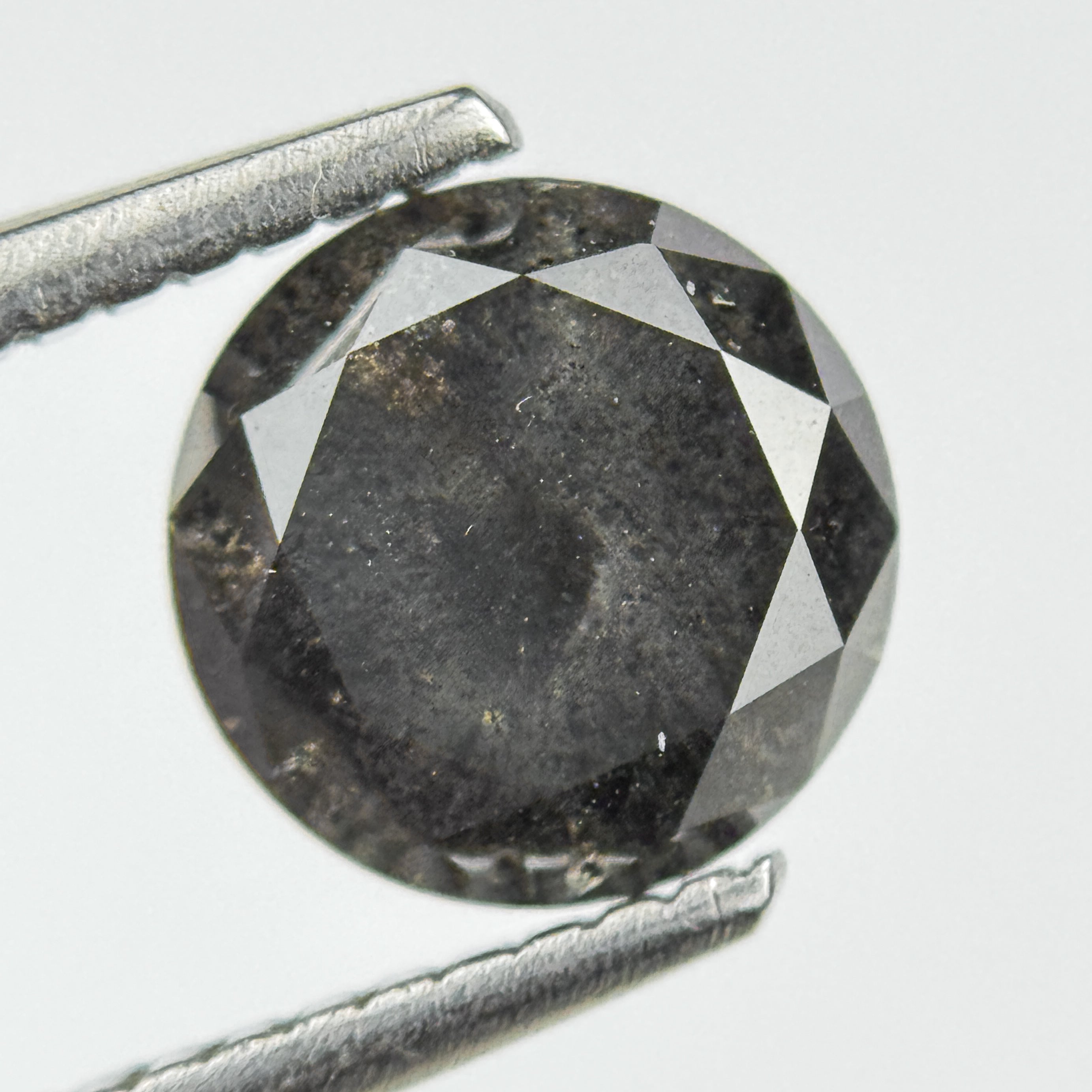 1.77 Ct Round Brilliant Cut Grey Natural Salt and Pepper Diamond
