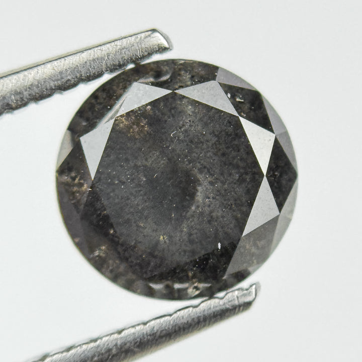 1.77 Ct Round Brilliant Cut Grey Natural Salt and Pepper Diamond