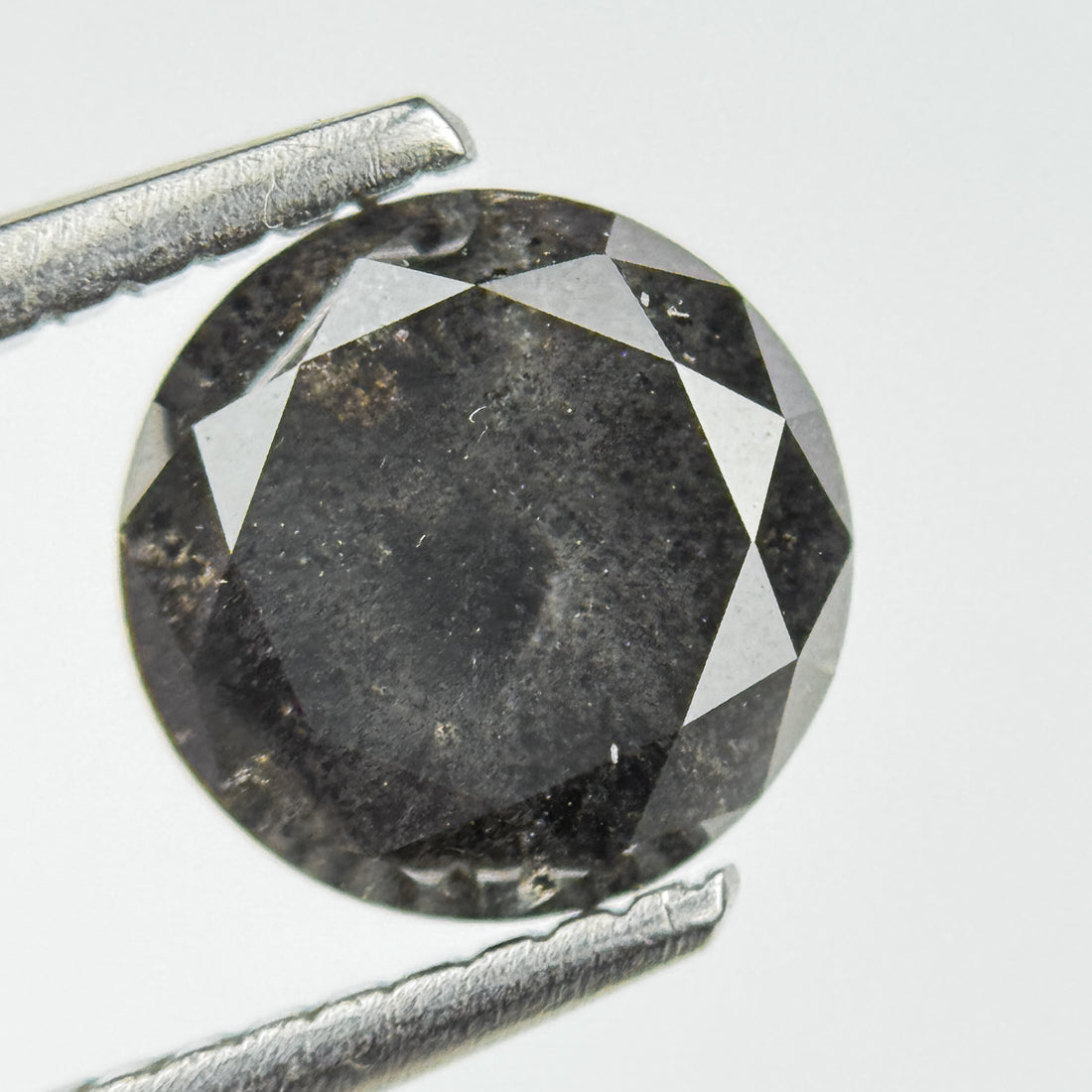1.77 Ct Round Brilliant Cut Grey Natural Salt and Pepper Diamond