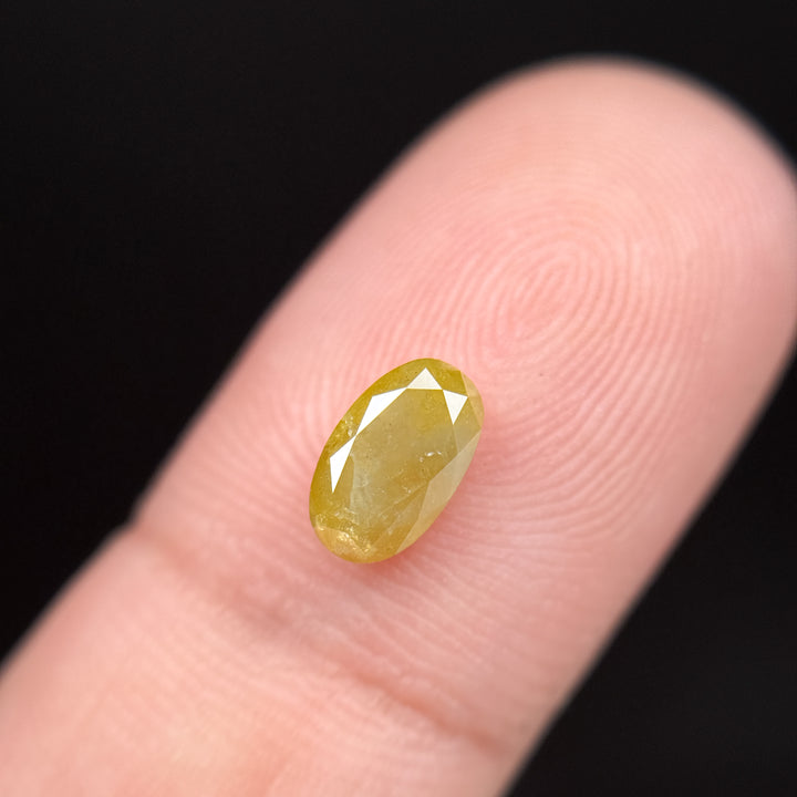 0.87 Ct Oval Rose Cut Yellow Natural Salt and Pepper Diamond