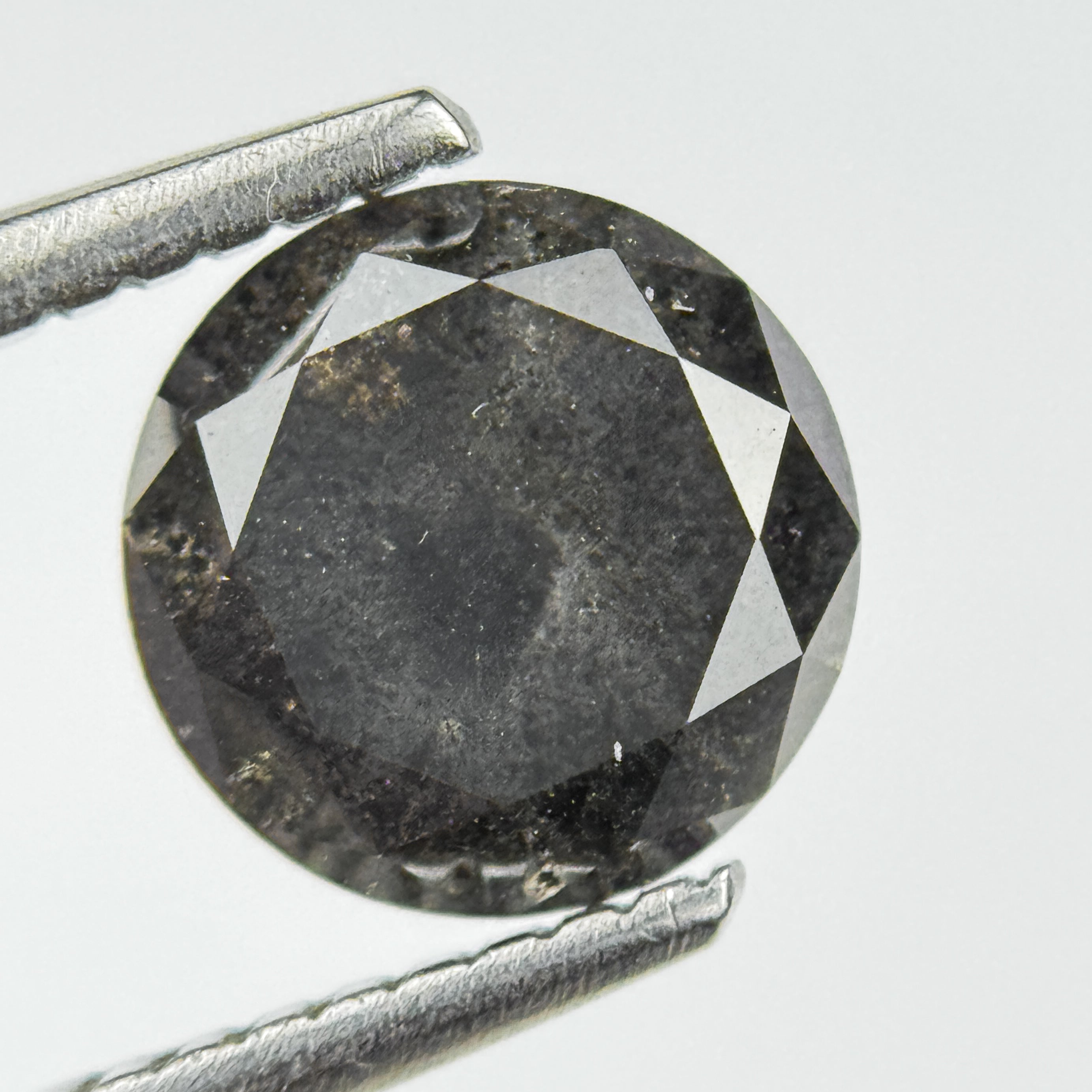1.77 Ct Round Brilliant Cut Grey Natural Salt and Pepper Diamond