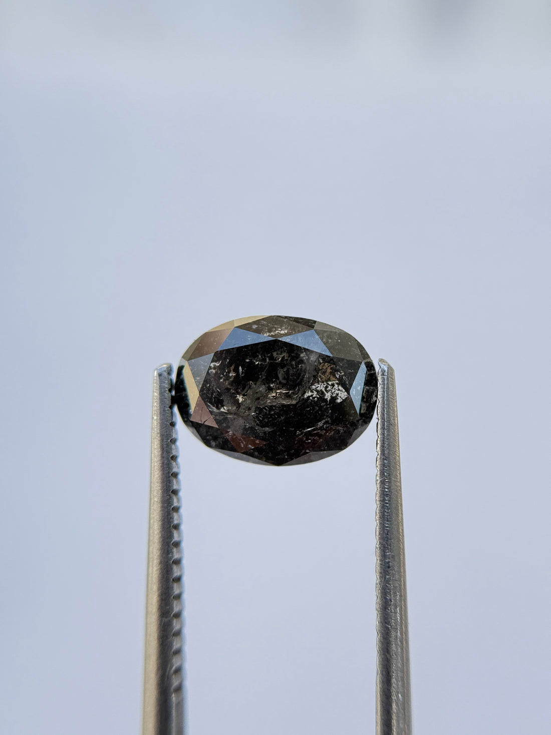 2.42 Ct Oval Rose Cut Grey Natural Salt and Pepper Diamond