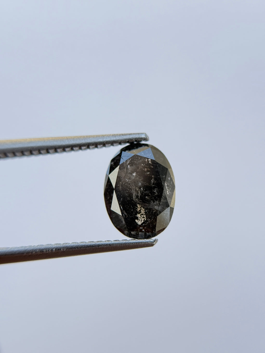 2.42 Ct Oval Rose Cut Grey Natural Salt and Pepper Diamond
