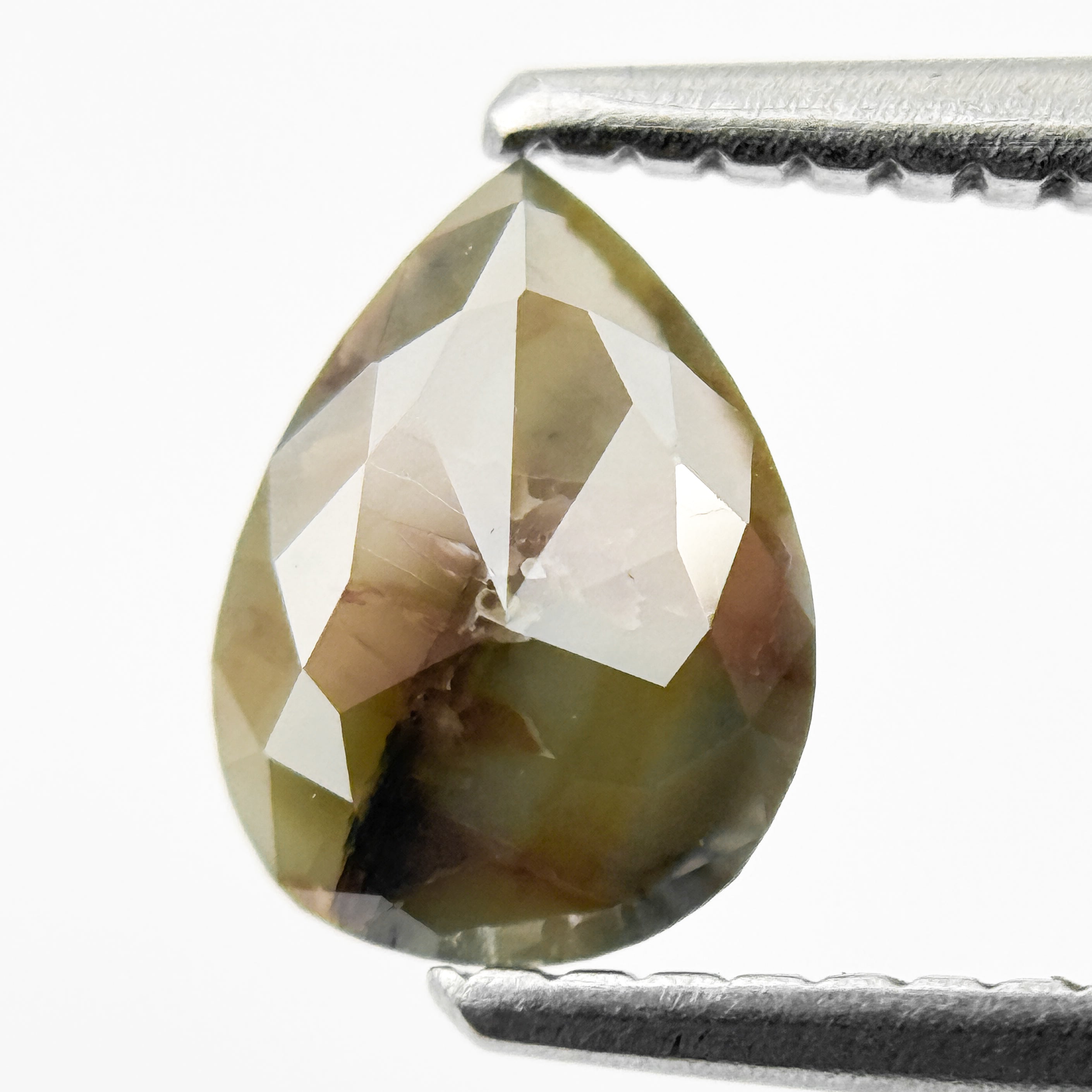 0.76 Ct Pear Rose Cut Brownish Yellow Natural Salt and Pepper Diamond