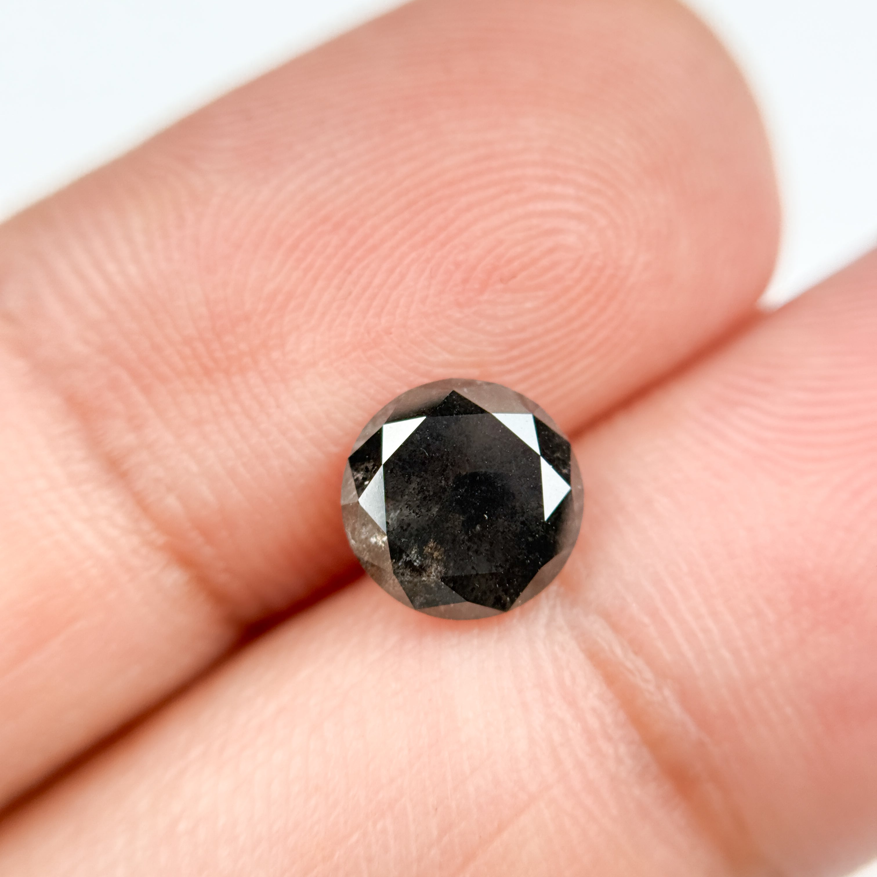 1.77 Ct Round Brilliant Cut Grey Natural Salt and Pepper Diamond