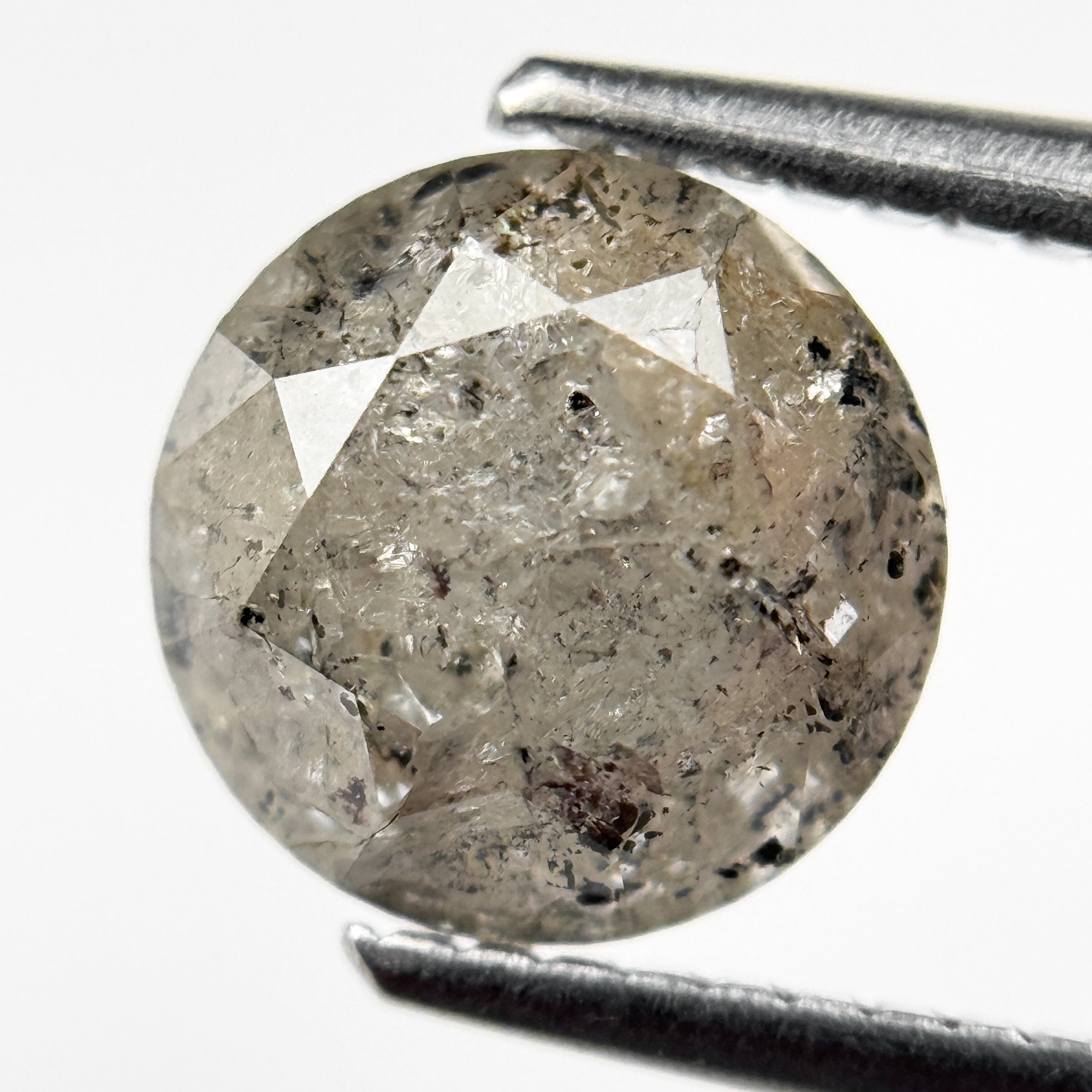 2.08 Ct Round Brilliant Cut Grey Natural Salt and Pepper Diamond