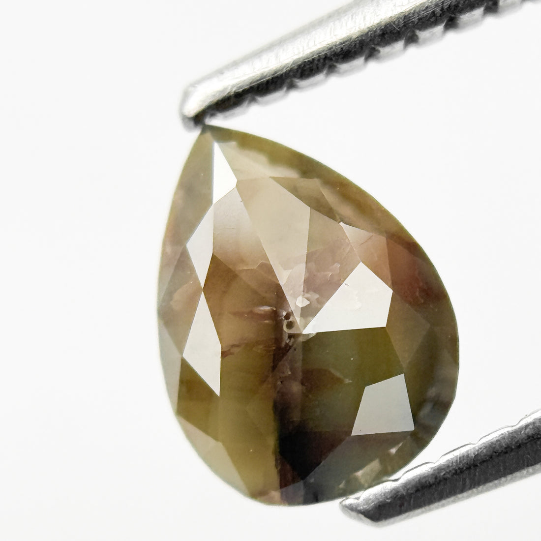 0.76 Ct Pear Rose Cut Brownish Yellow Natural Salt and Pepper Diamond