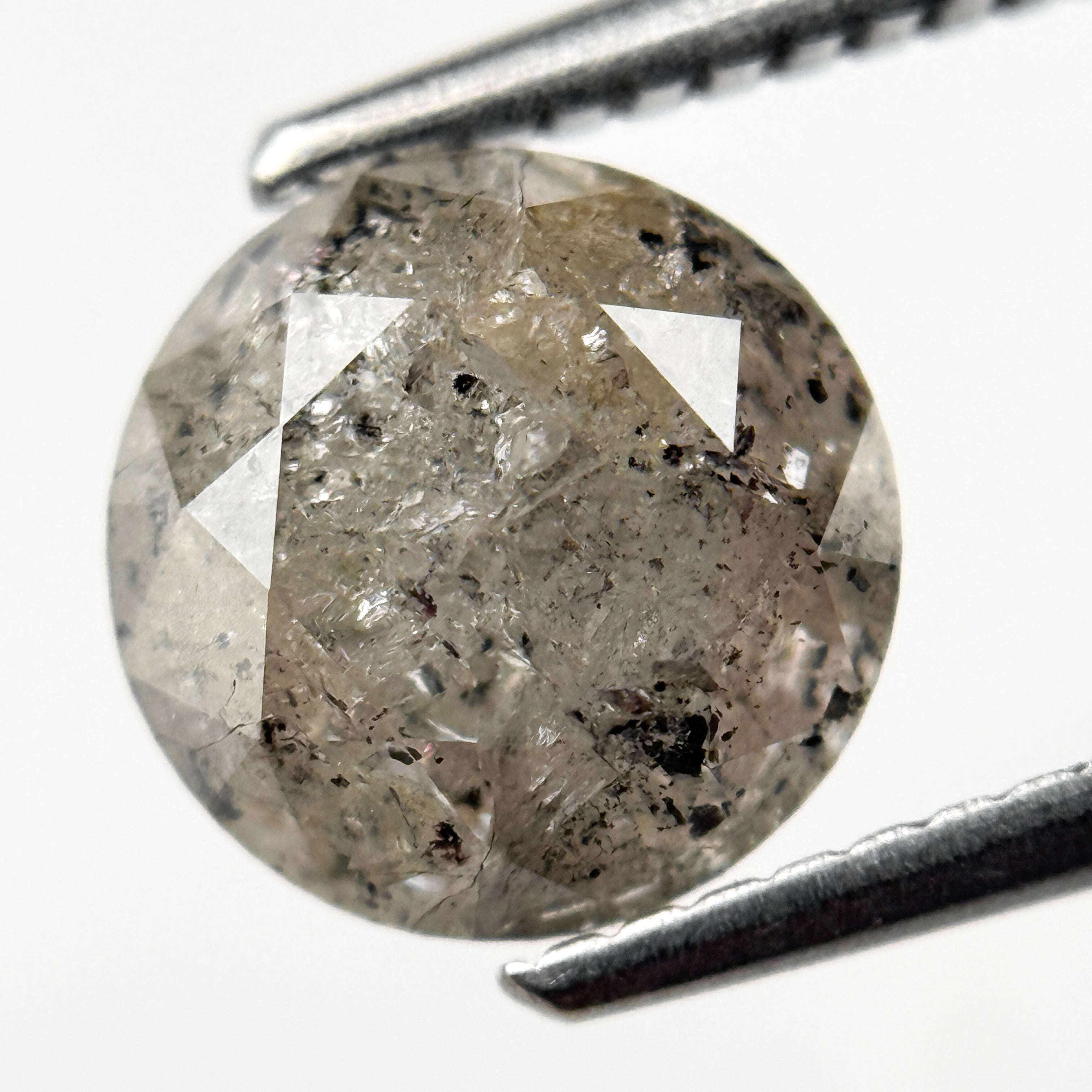 2.08 Ct Round Brilliant Cut Grey Natural Salt and Pepper Diamond