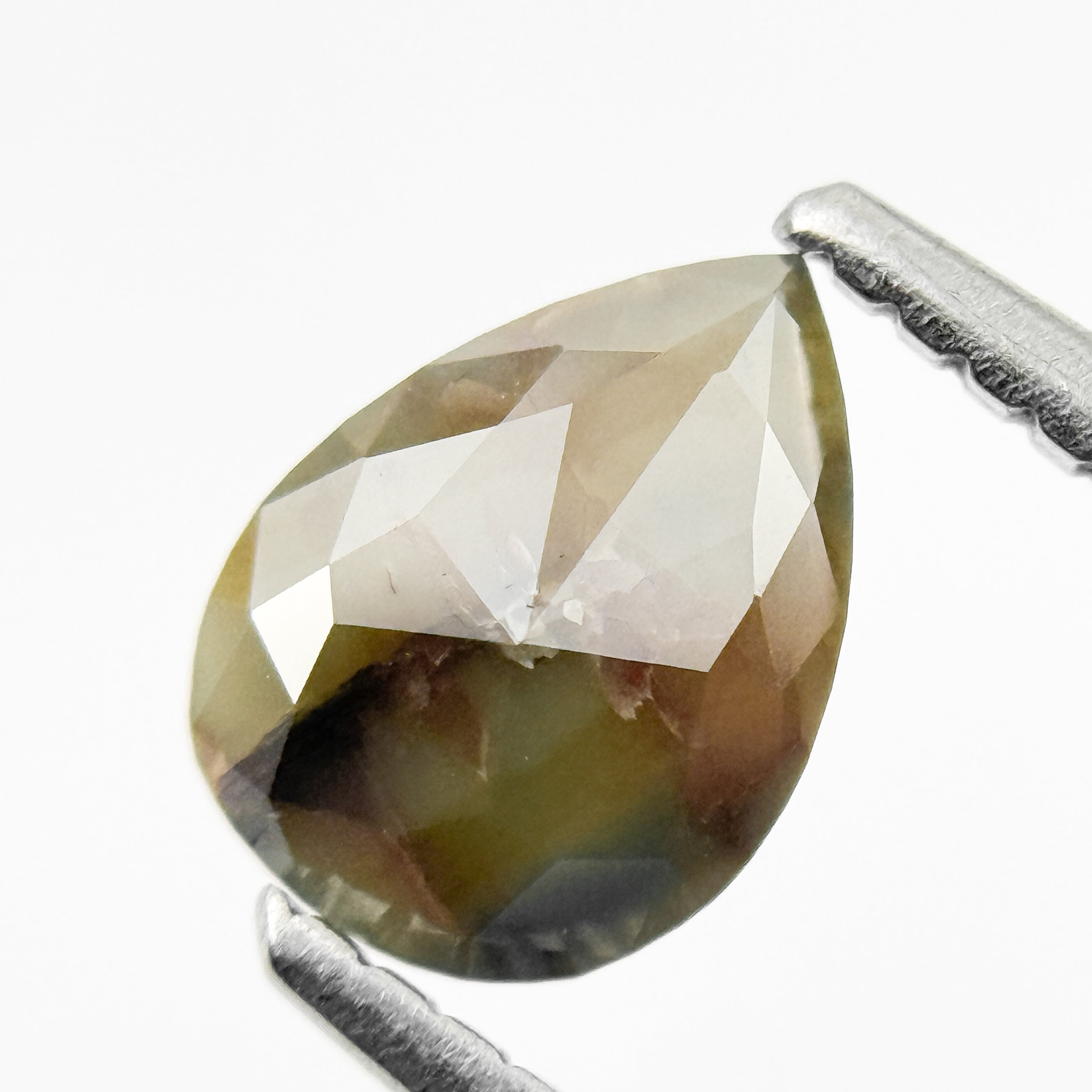 0.76 Ct Pear Rose Cut Brownish Yellow Natural Salt and Pepper Diamond