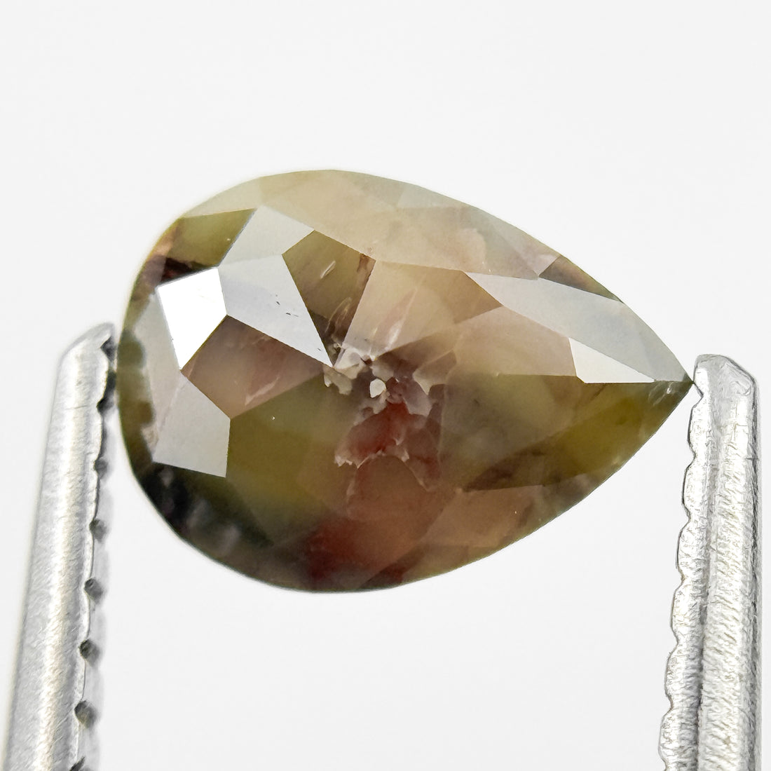 0.76 Ct Pear Rose Cut Brownish Yellow Natural Salt and Pepper Diamond