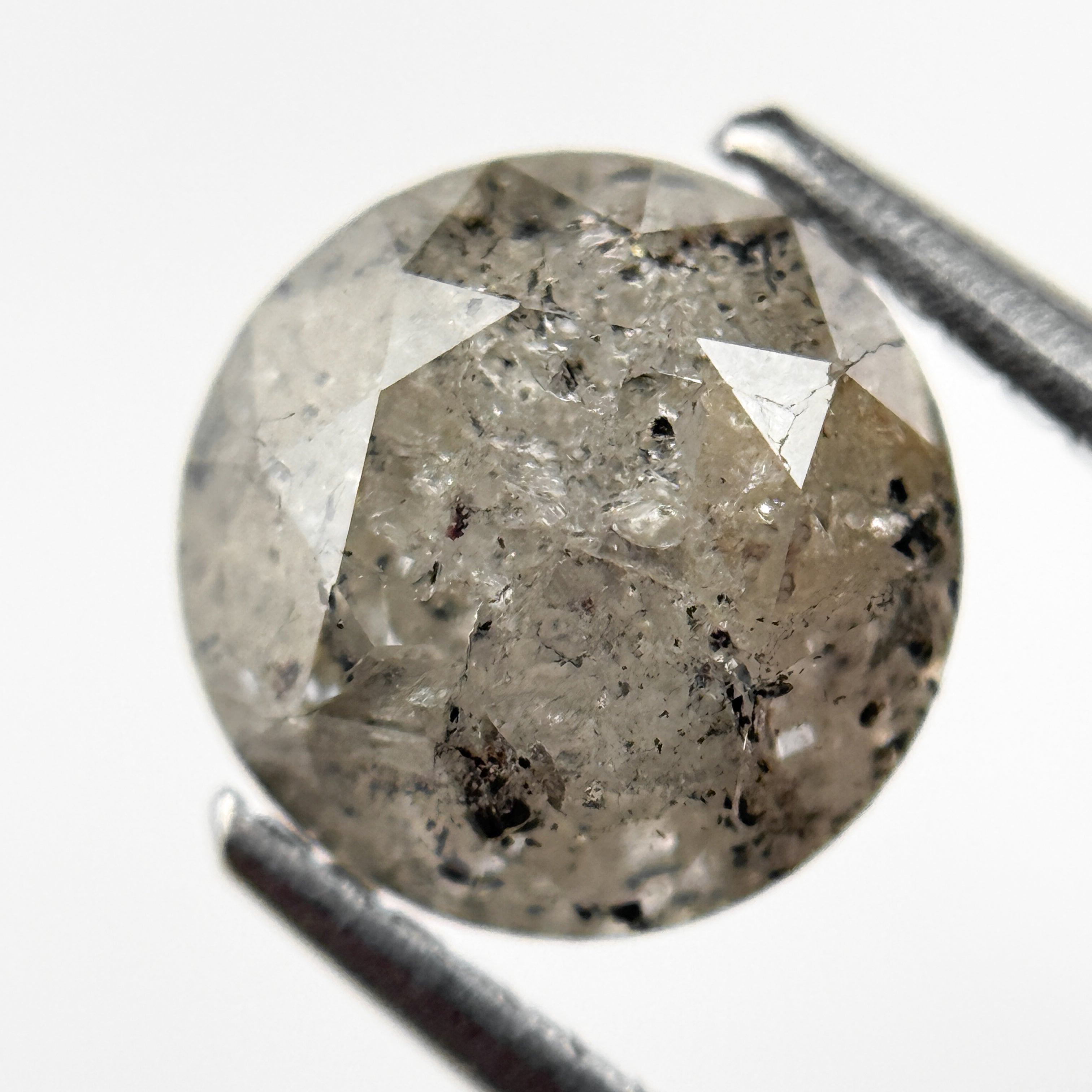 2.08 Ct Round Brilliant Cut Grey Natural Salt and Pepper Diamond