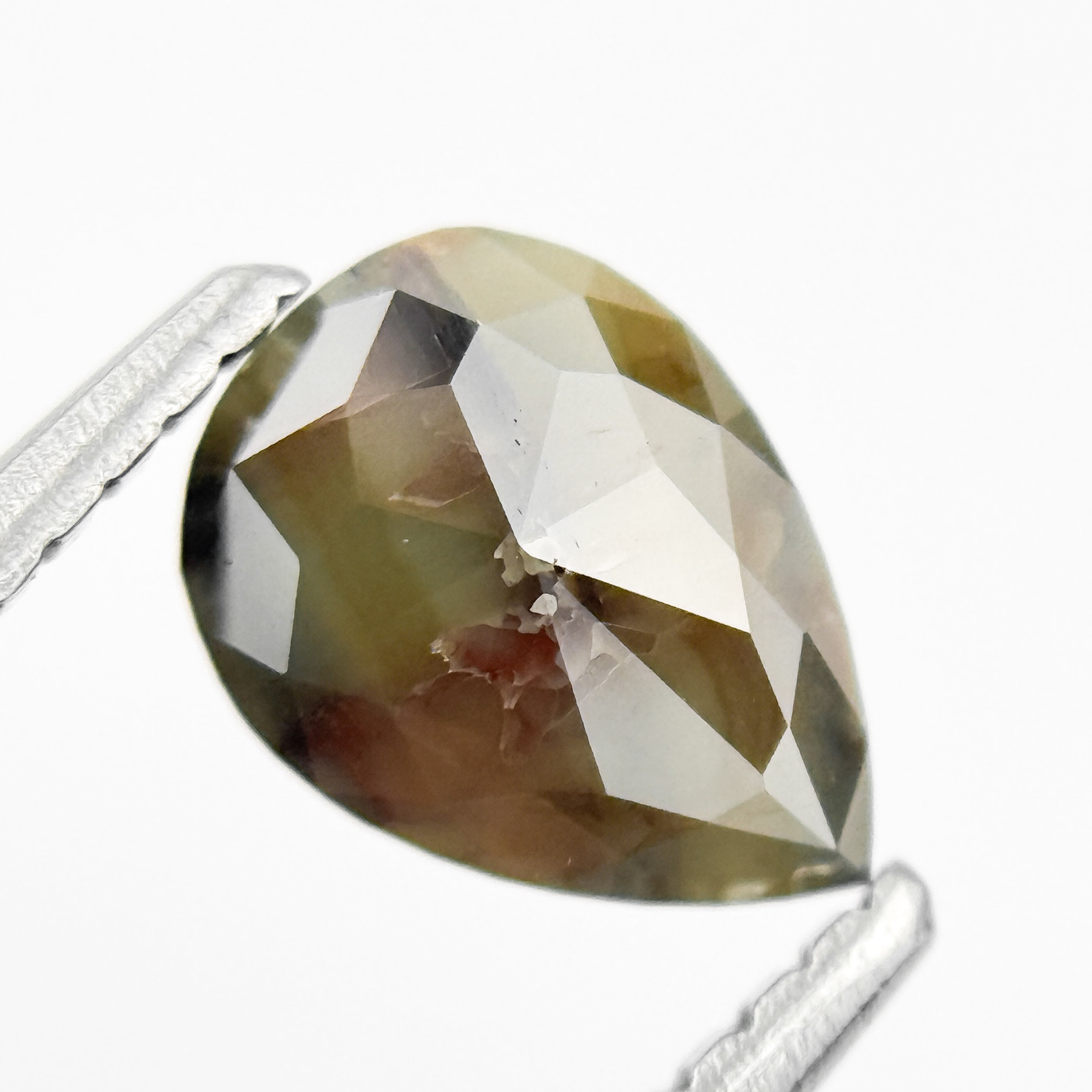 0.76 Ct Pear Rose Cut Brownish Yellow Natural Salt and Pepper Diamond