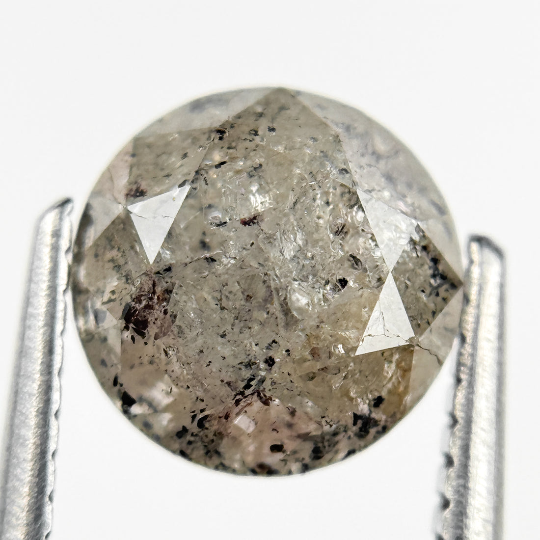 2.08 Ct Round Brilliant Cut Grey Natural Salt and Pepper Diamond