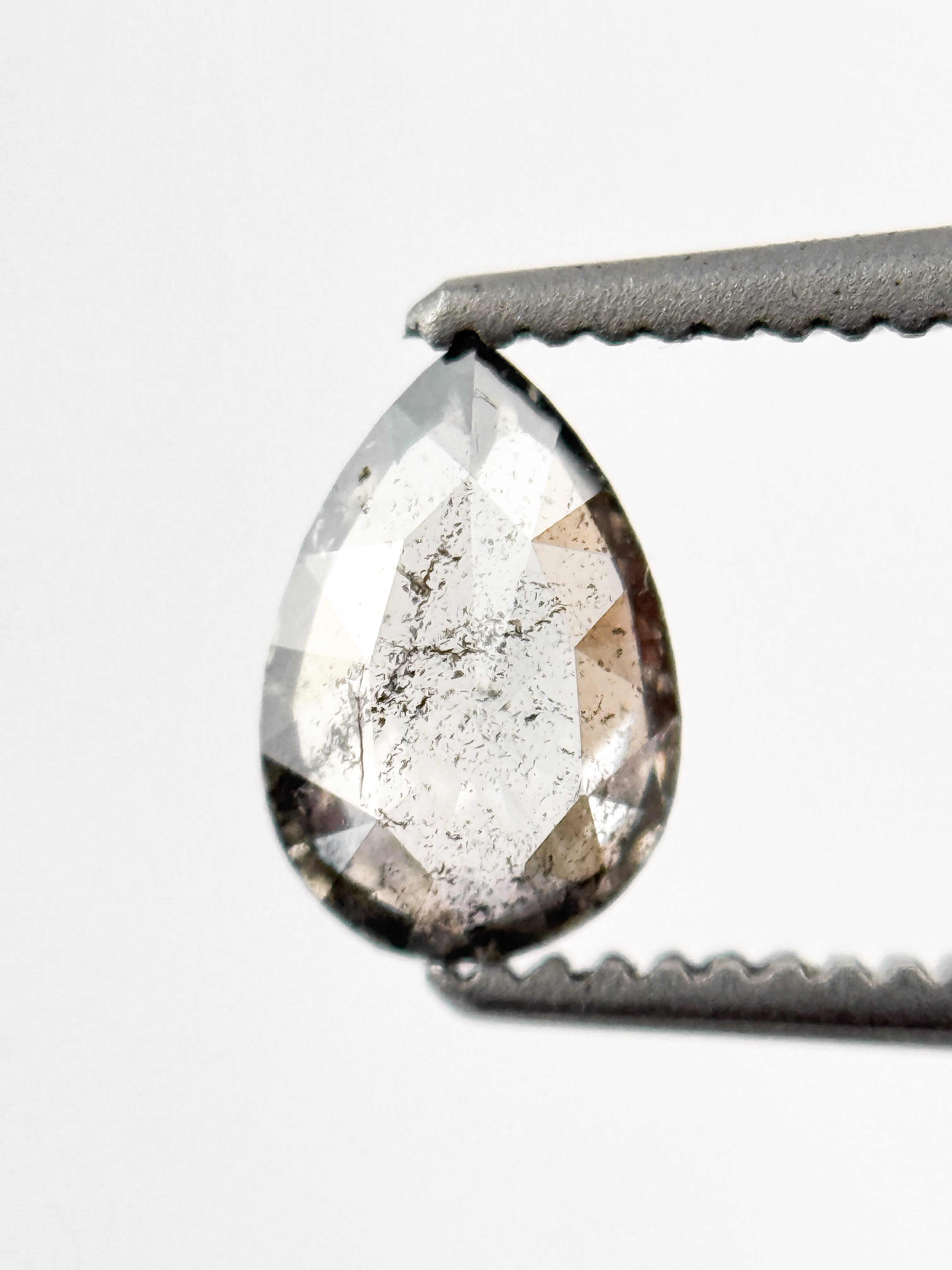 0.58 Ct Pear Rose Cut Grey Natural Minimal Diamond