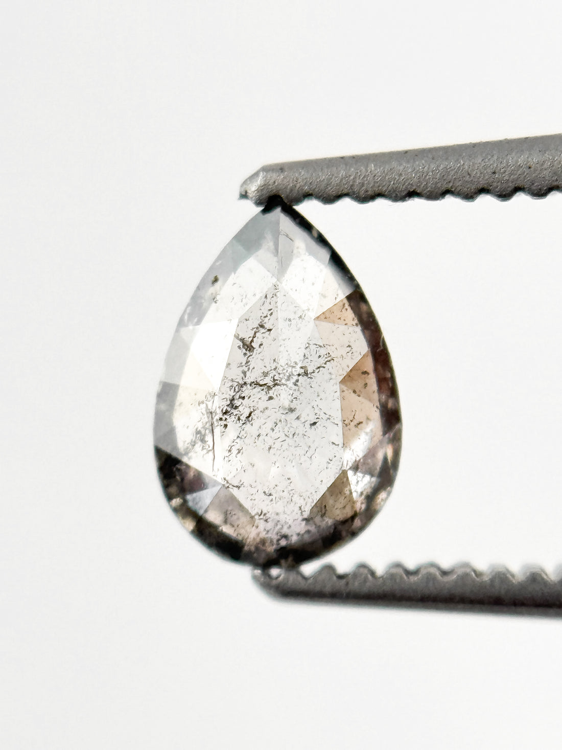 0.58 Ct Pear Rose Cut Grey Natural Minimal Diamond