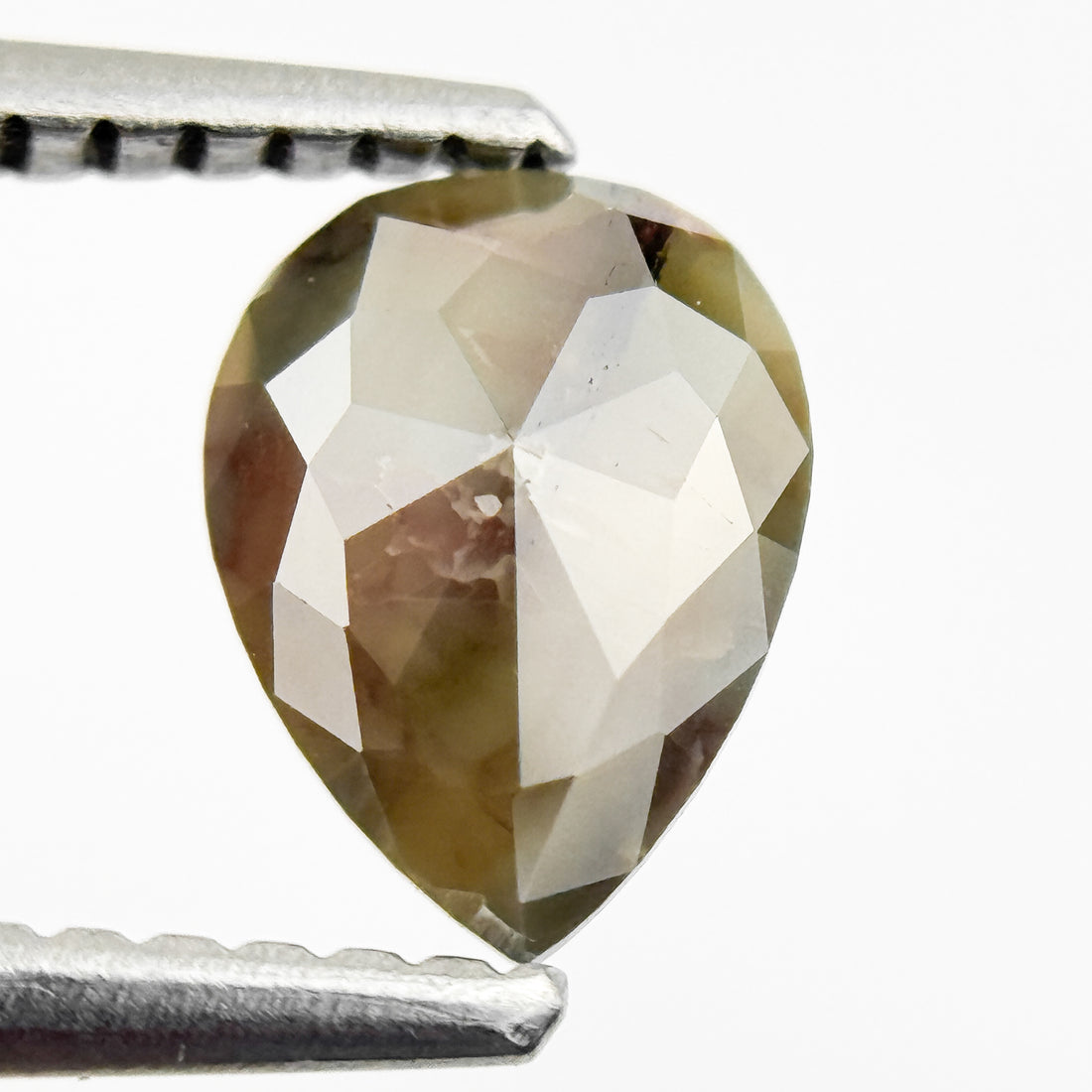 0.76 Ct Pear Rose Cut Brownish Yellow Natural Salt and Pepper Diamond