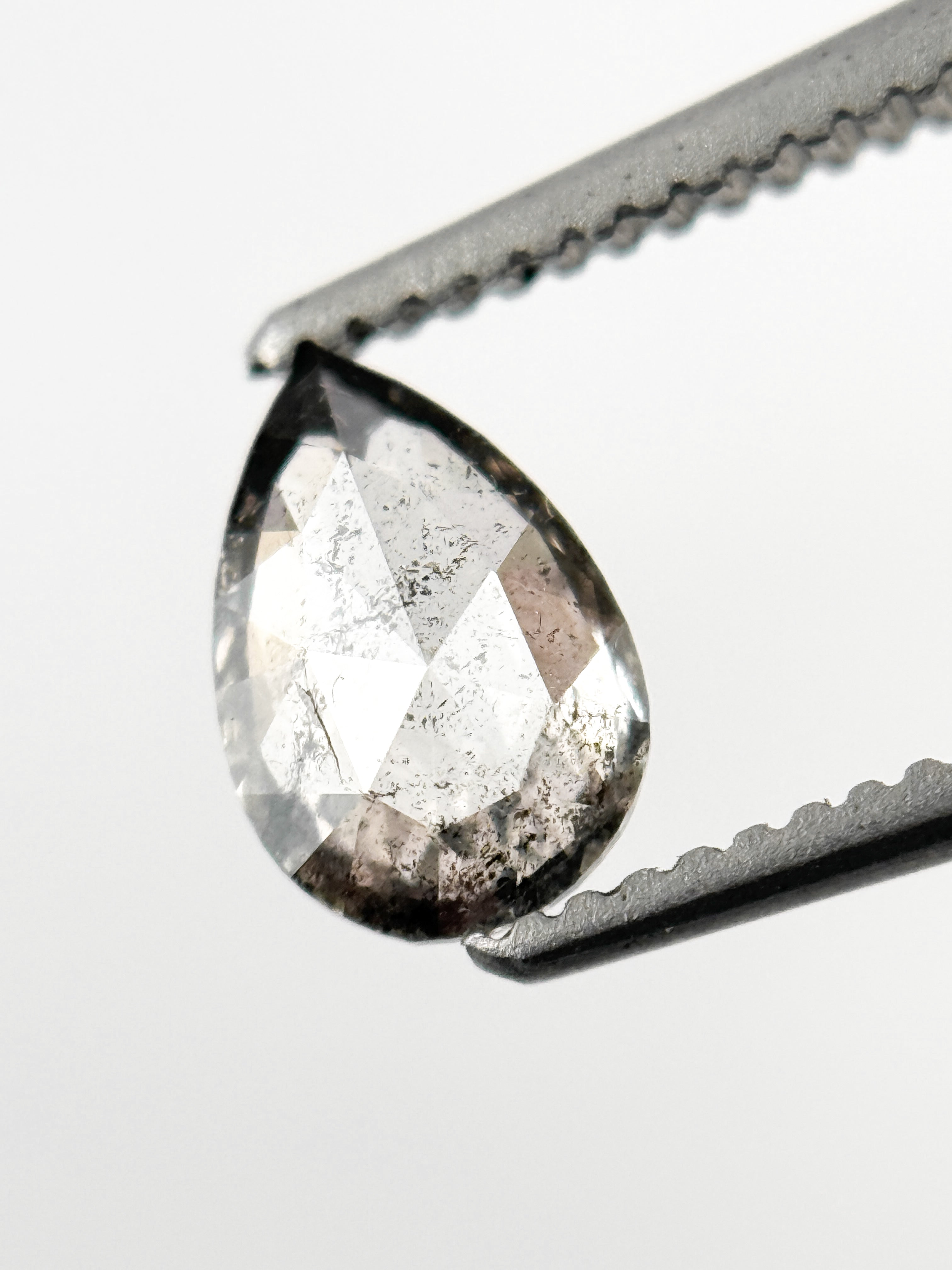 0.58 Ct Pear Rose Cut Grey Natural Minimal Diamond