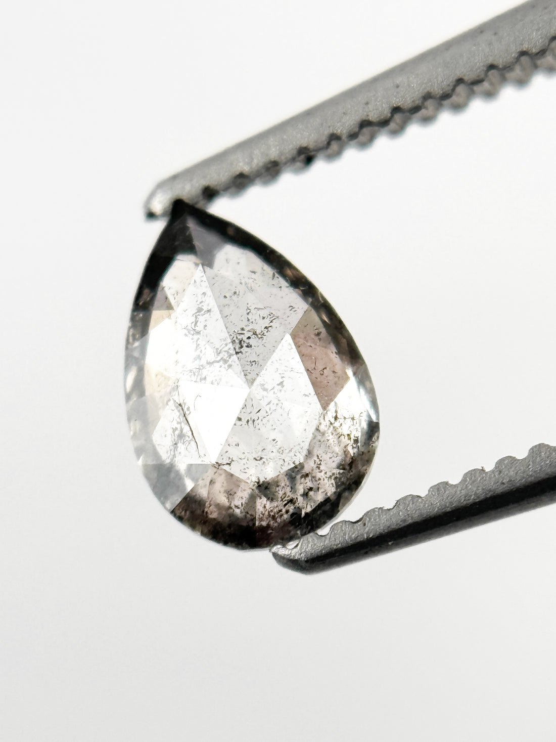 0.58 Ct Pear Rose Cut Grey Natural Minimal Diamond