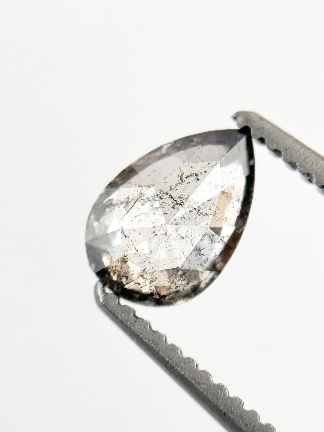 0.58 Ct Pear Rose Cut Grey Natural Minimal Diamond