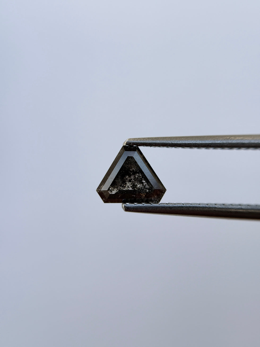 0.81 Ct Triangle Rose Cut Grey Natural Salt and Pepper Diamond
