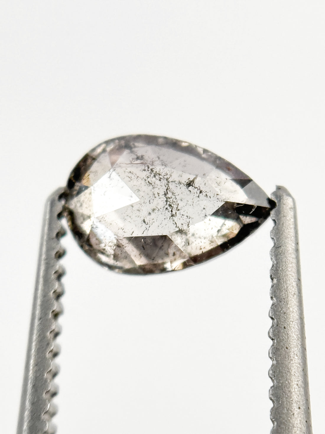 0.58 Ct Pear Rose Cut Grey Natural Minimal Diamond