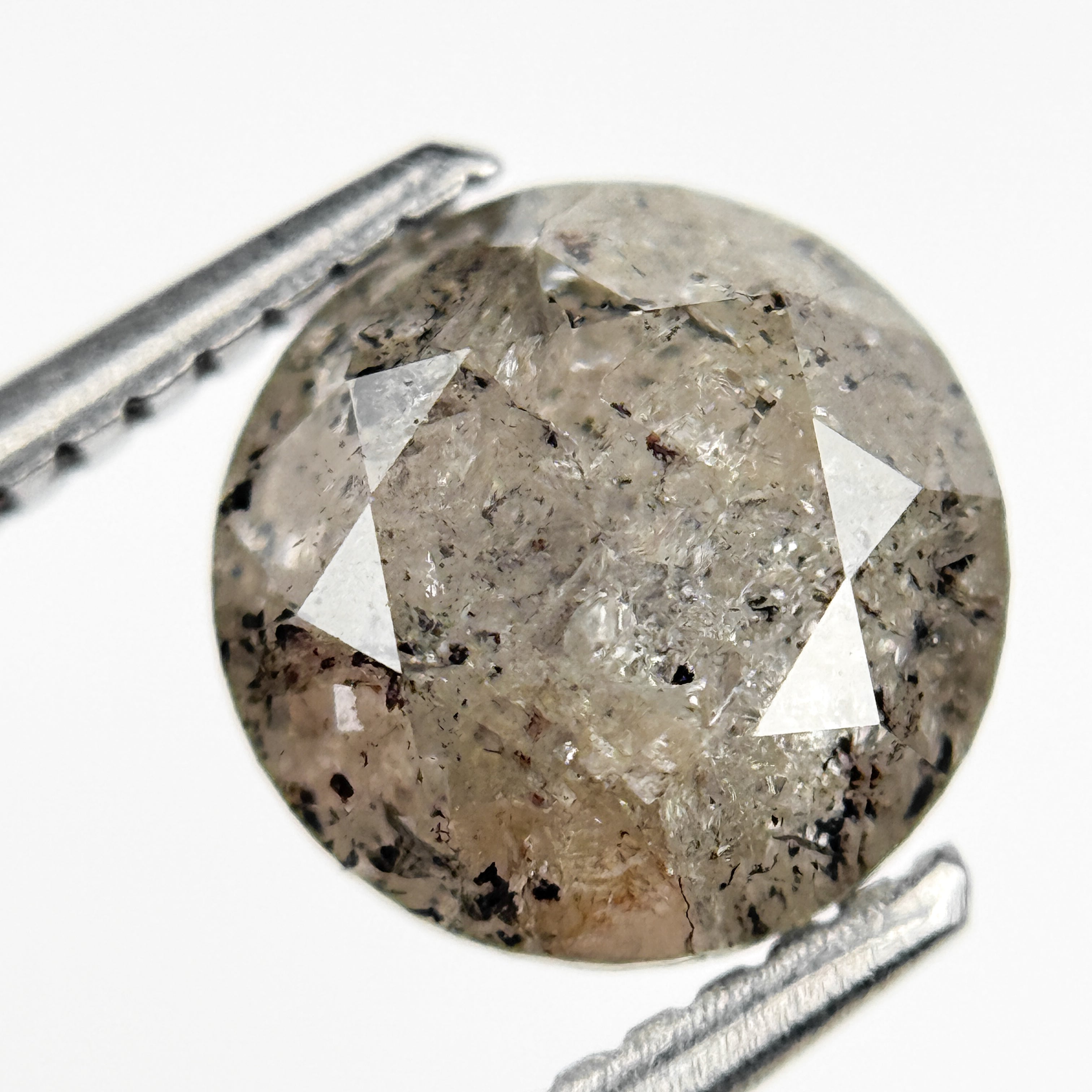 2.08 Ct Round Brilliant Cut Grey Natural Salt and Pepper Diamond