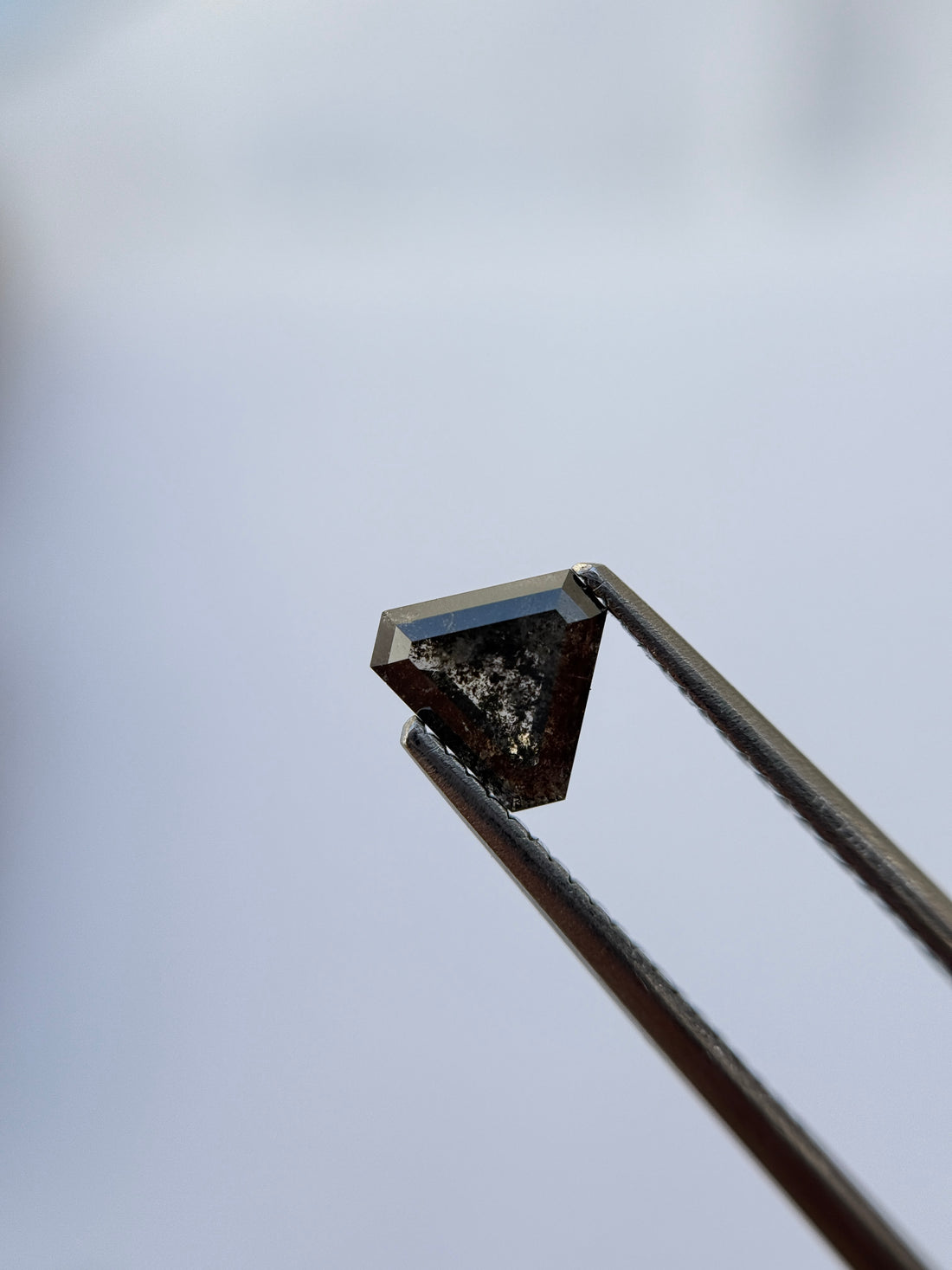 0.81 Ct Triangle Rose Cut Grey Natural Salt and Pepper Diamond