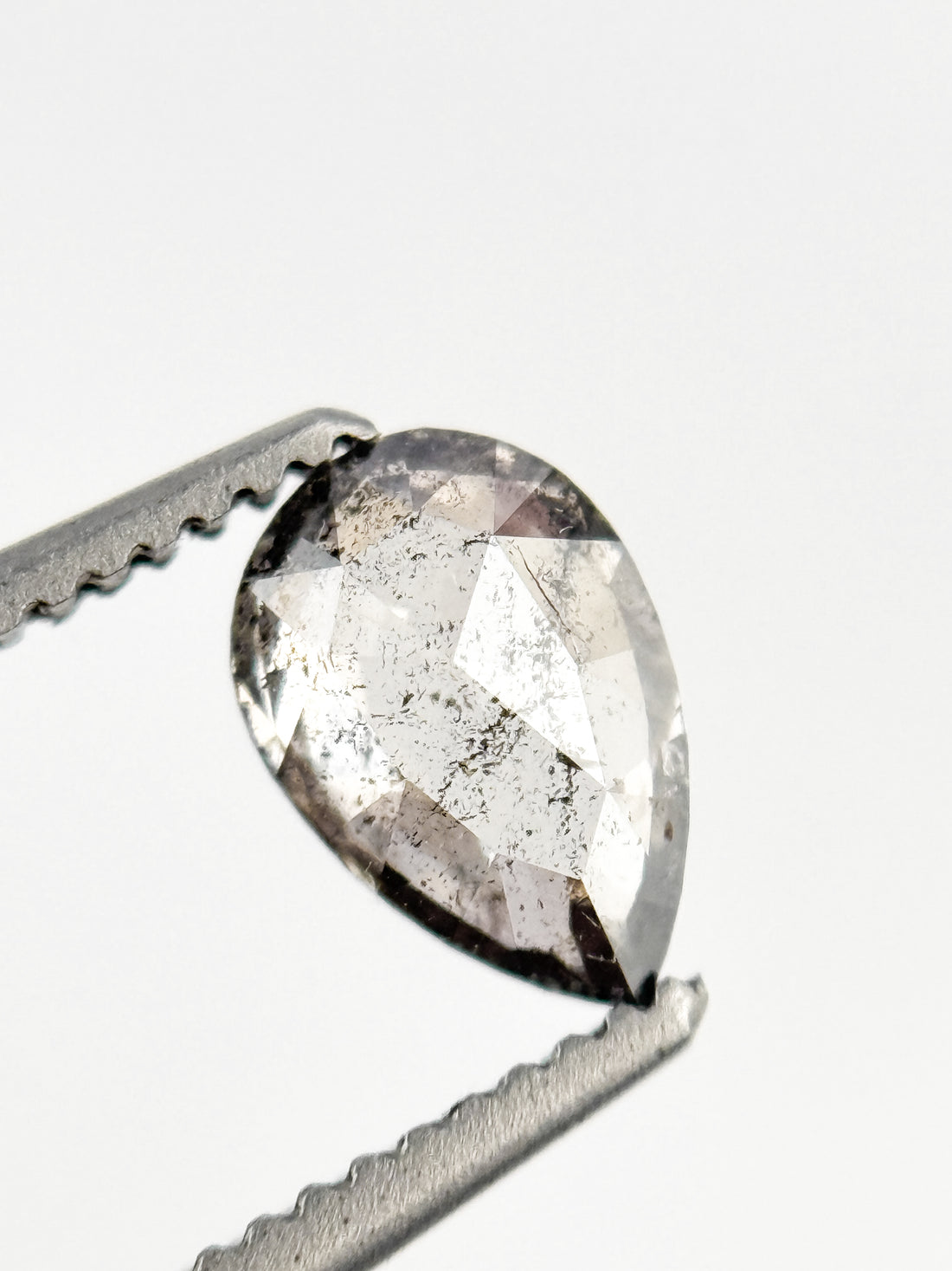 0.58 Ct Pear Rose Cut Grey Natural Minimal Diamond