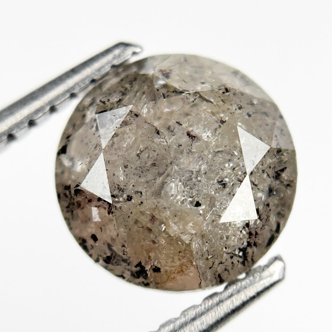 2.08 Ct Round Brilliant Cut Grey Natural Salt and Pepper Diamond