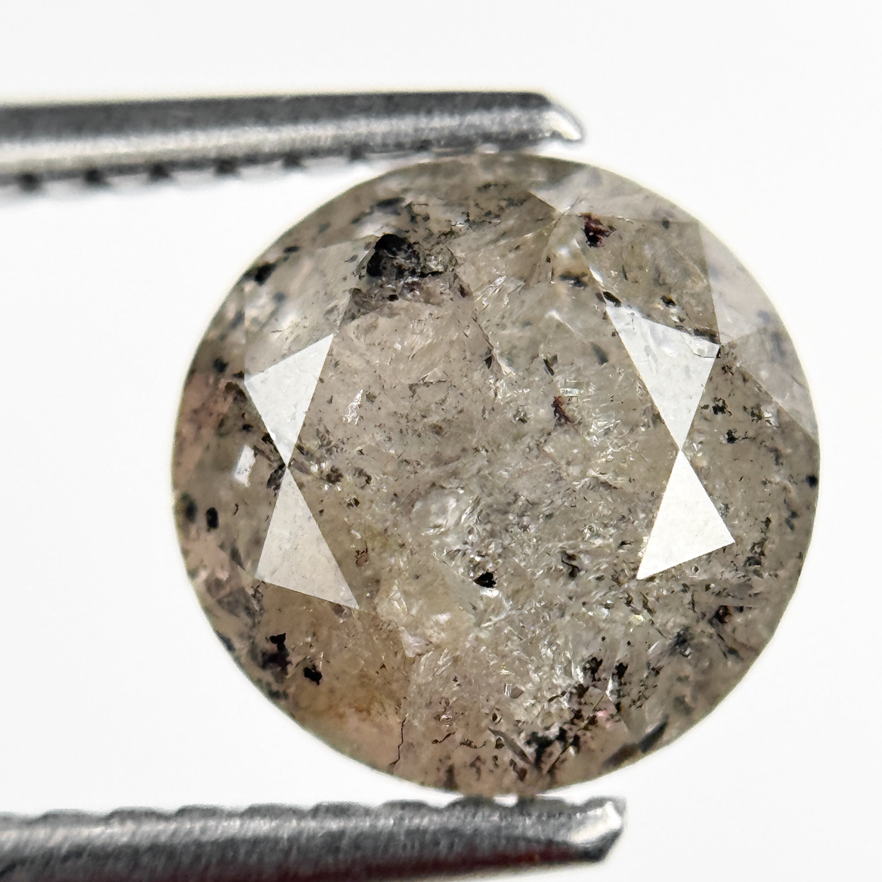 2.08 Ct Round Brilliant Cut Grey Natural Salt and Pepper Diamond