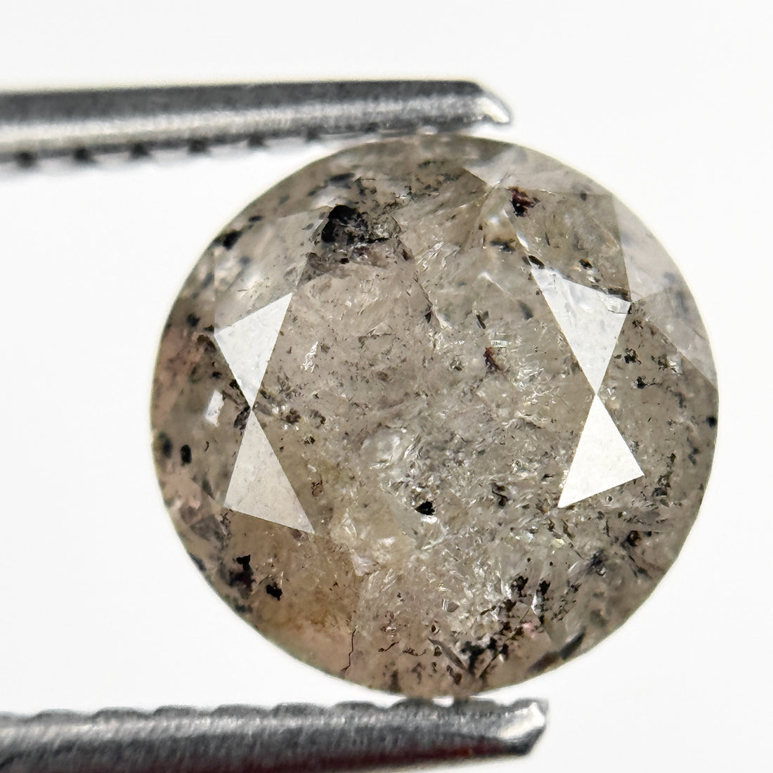 2.08 Ct Round Brilliant Cut Grey Natural Salt and Pepper Diamond