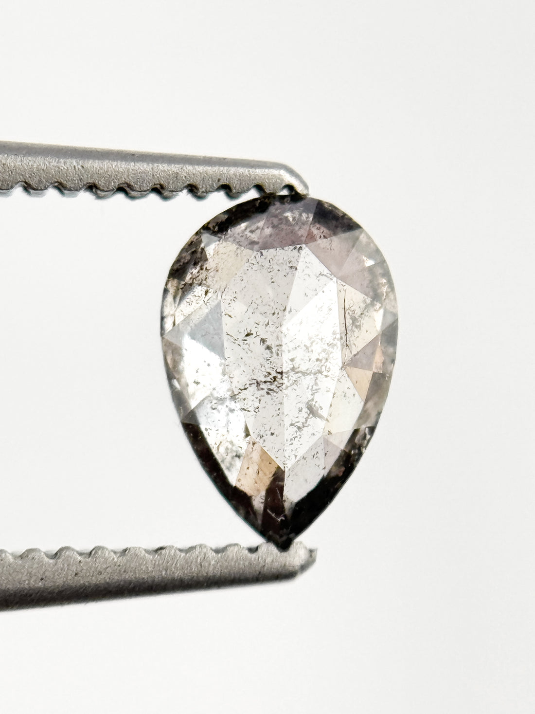 0.58 Ct Pear Rose Cut Grey Natural Minimal Diamond