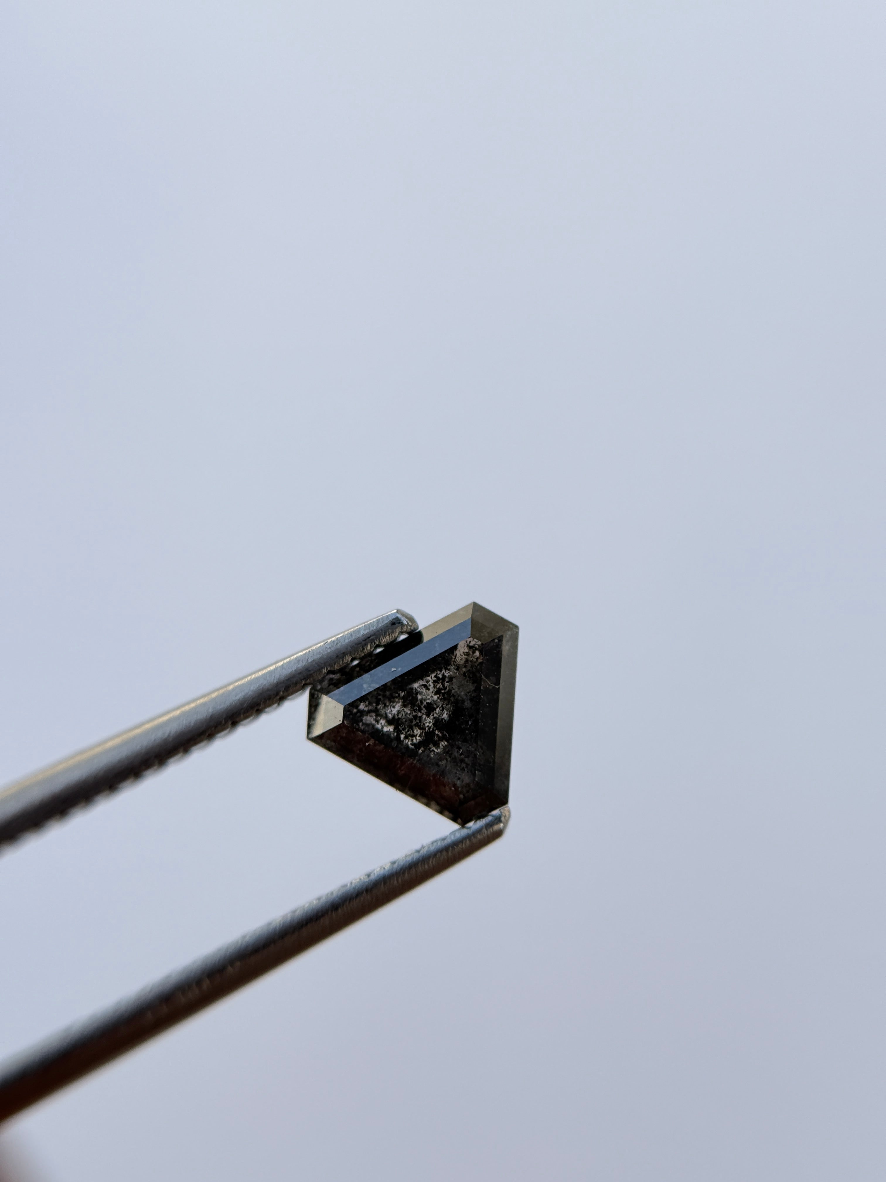 0.81 Ct Triangle Rose Cut Grey Natural Salt and Pepper Diamond