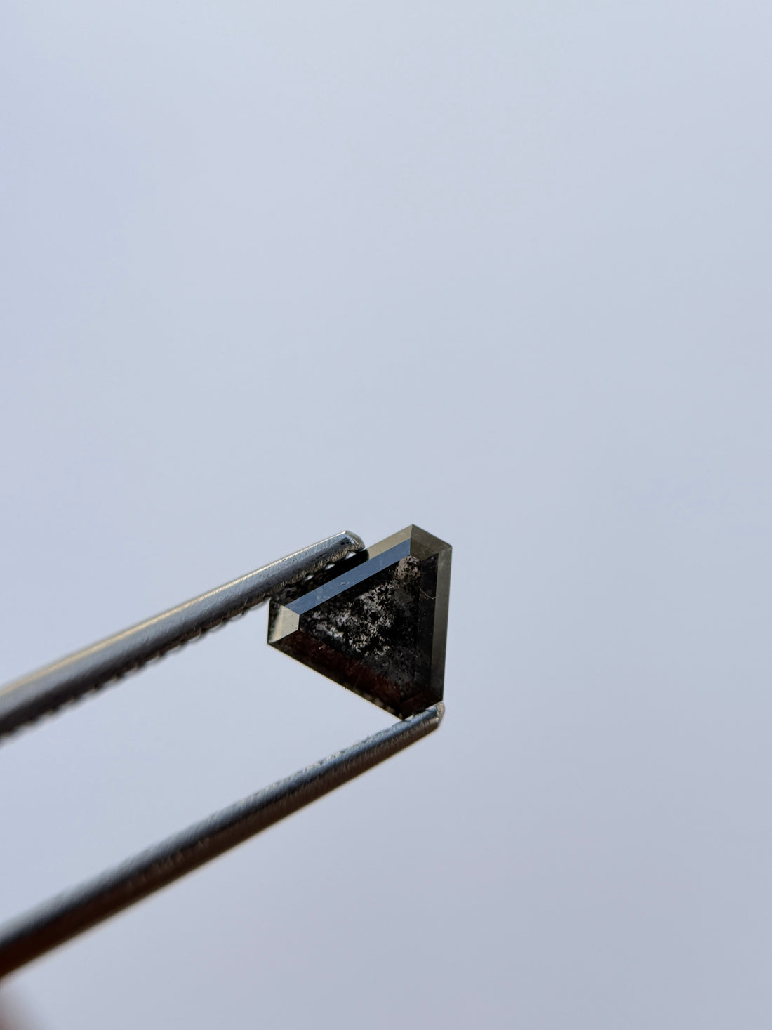 0.81 Ct Triangle Rose Cut Grey Natural Salt and Pepper Diamond