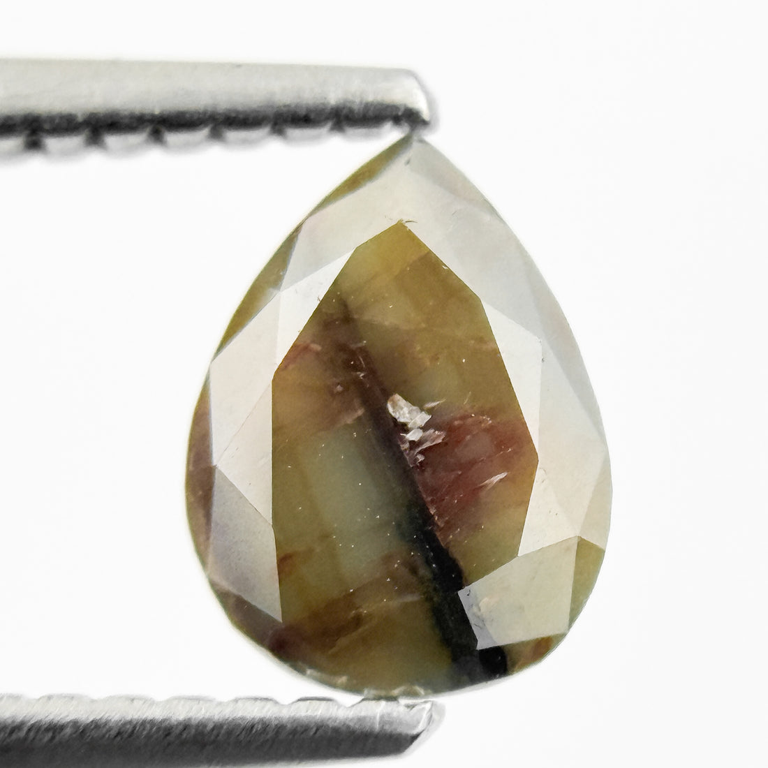 0.76 Ct Pear Rose Cut Brownish Yellow Natural Salt and Pepper Diamond
