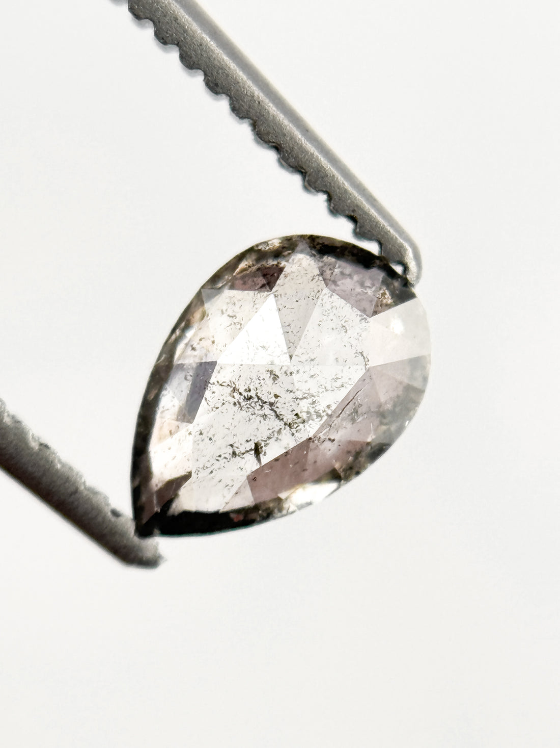 0.58 Ct Pear Rose Cut Grey Natural Minimal Diamond