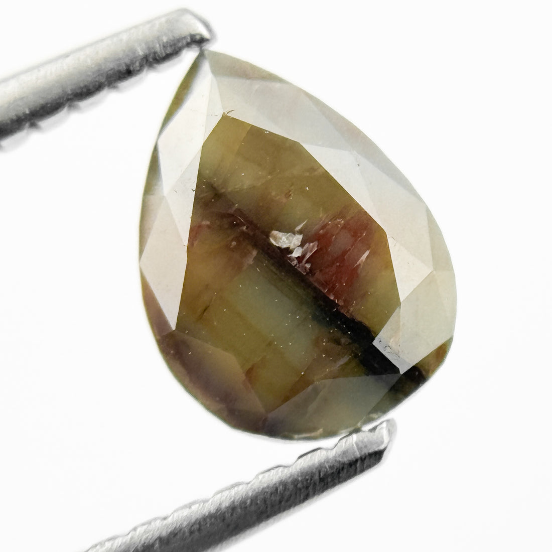 0.76 Ct Pear Rose Cut Brownish Yellow Natural Salt and Pepper Diamond