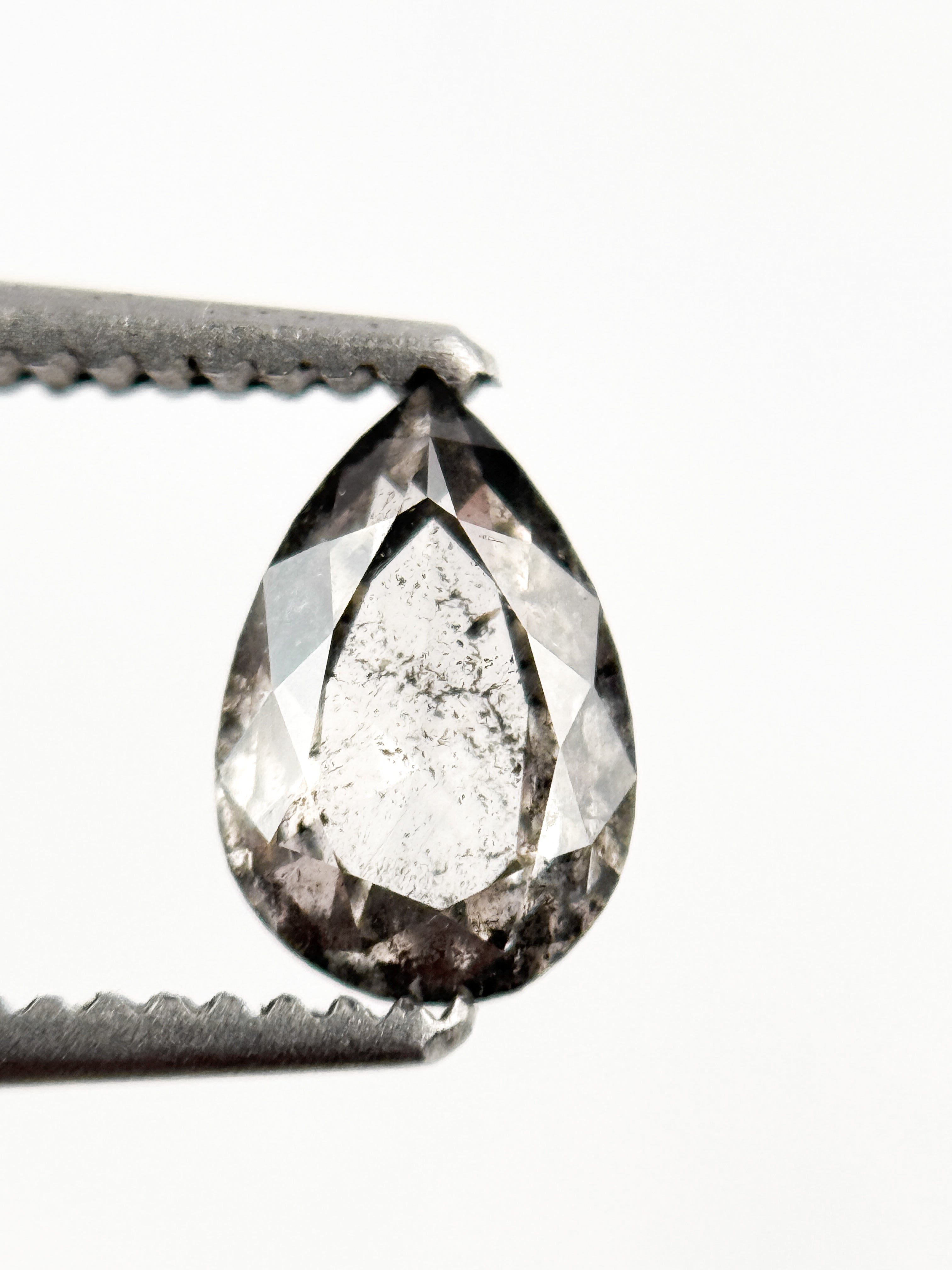 0.58 Ct Pear Rose Cut Grey Natural Minimal Diamond