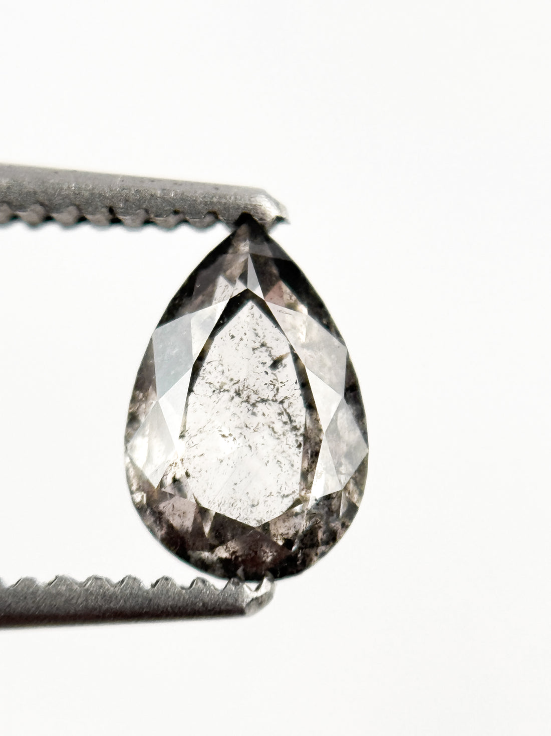 0.58 Ct Pear Rose Cut Grey Natural Minimal Diamond