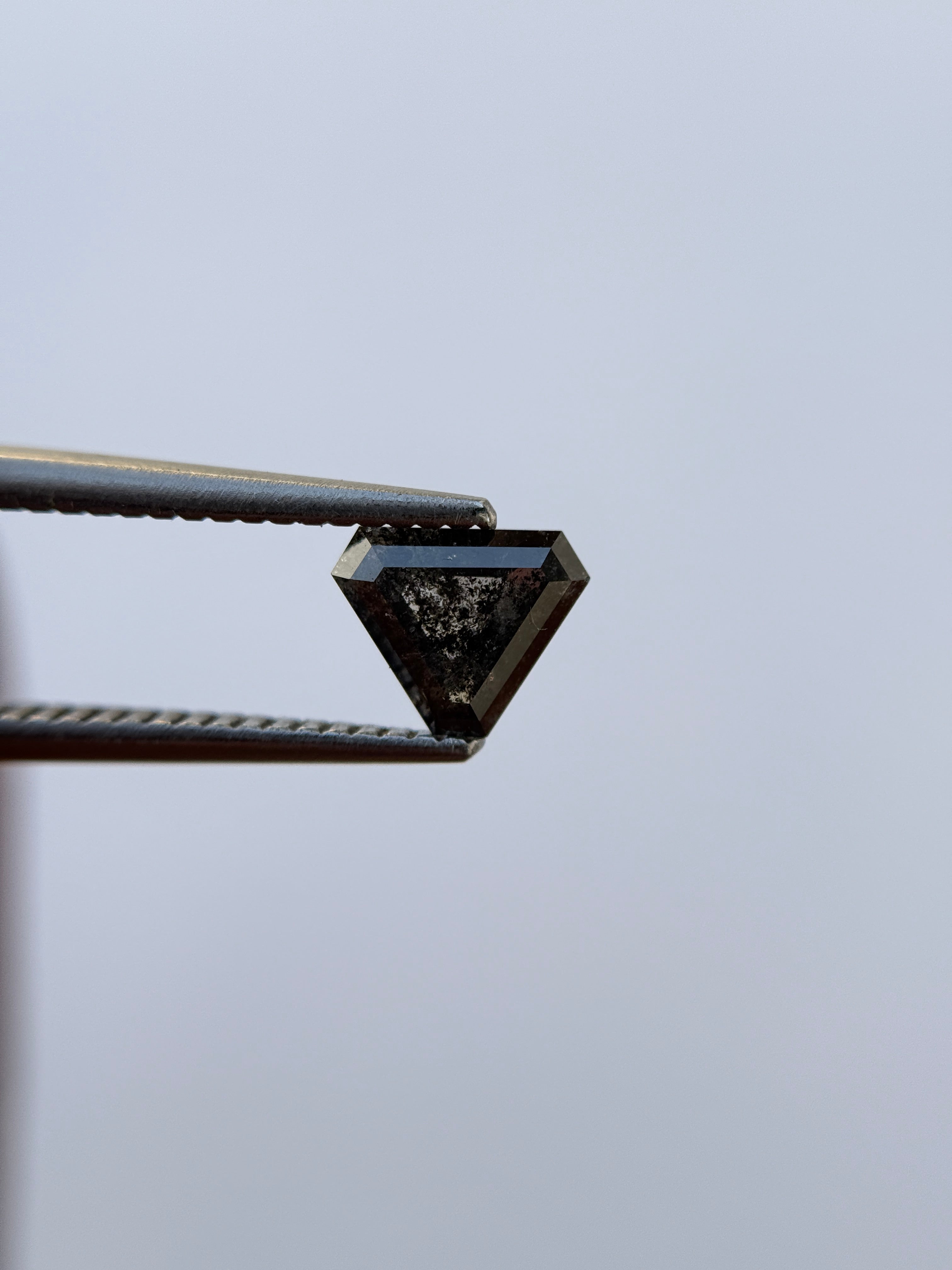 0.81 Ct Triangle Rose Cut Grey Natural Salt and Pepper Diamond