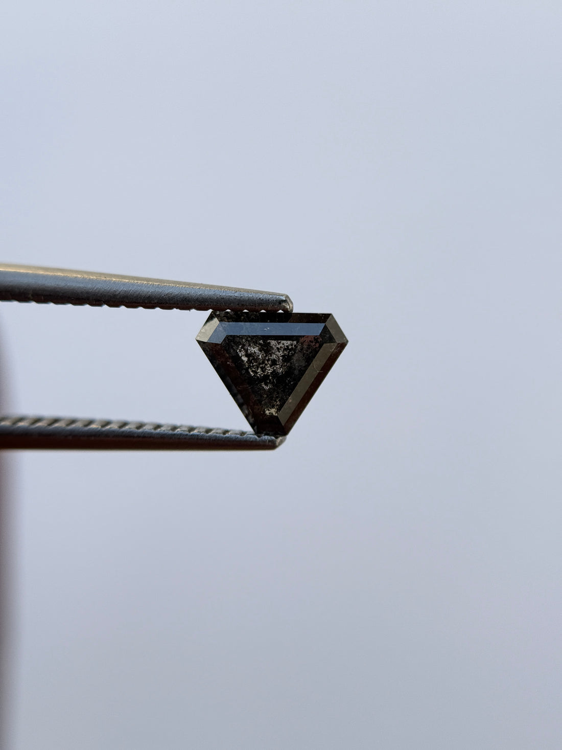 0.81 Ct Triangle Rose Cut Grey Natural Salt and Pepper Diamond