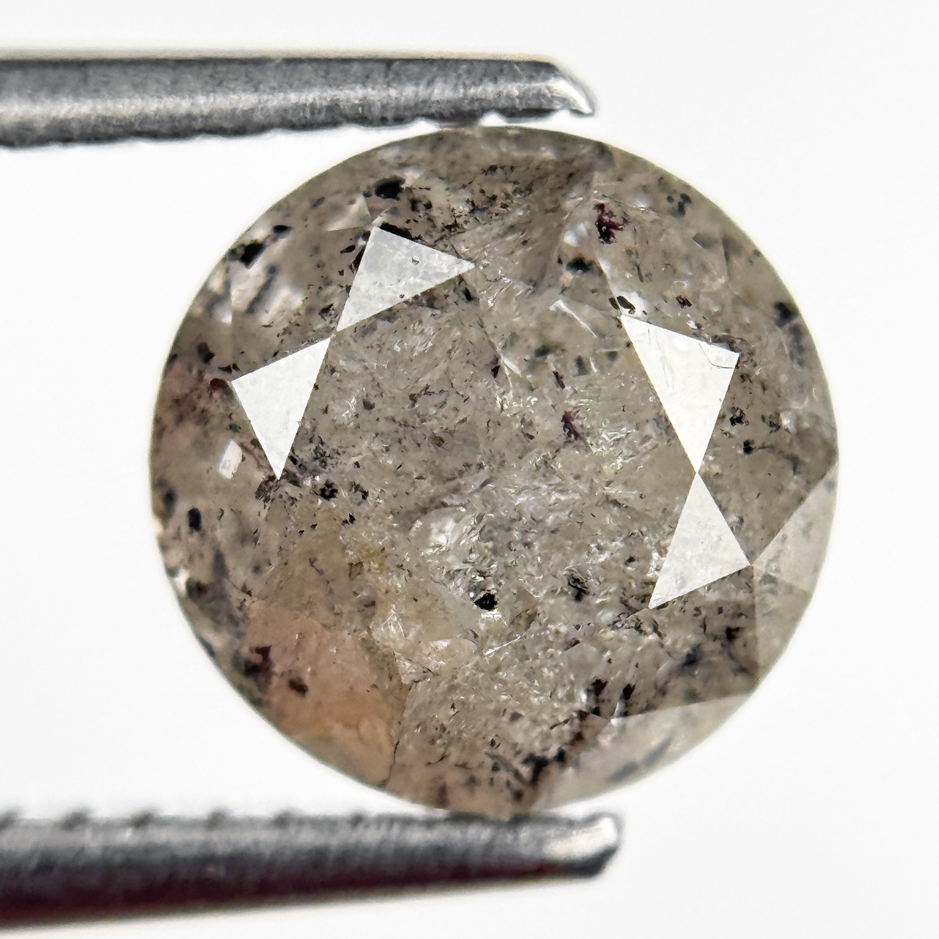 2.08 Ct Round Brilliant Cut Grey Natural Salt and Pepper Diamond