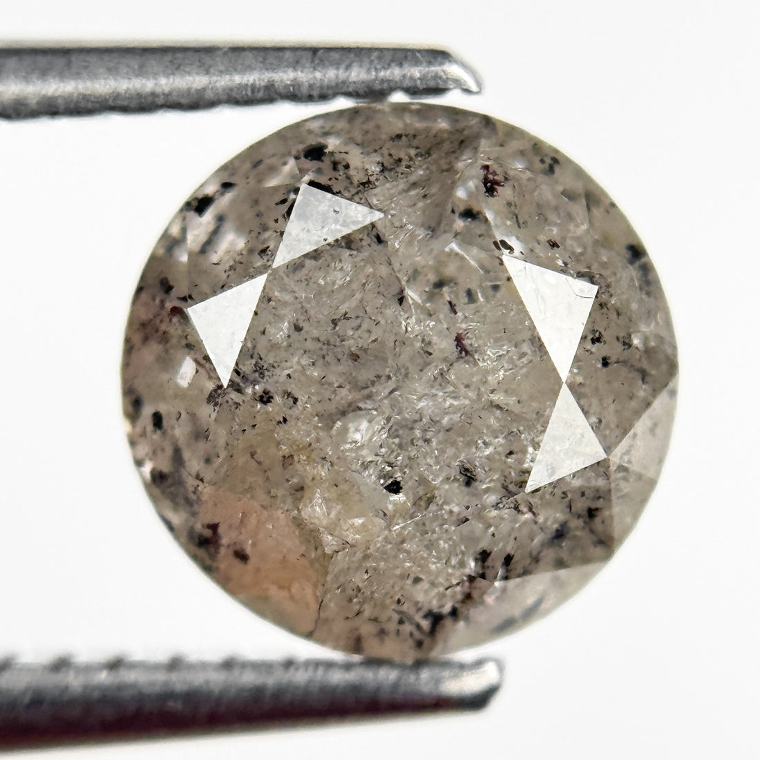 2.08 Ct Round Brilliant Cut Grey Natural Salt and Pepper Diamond