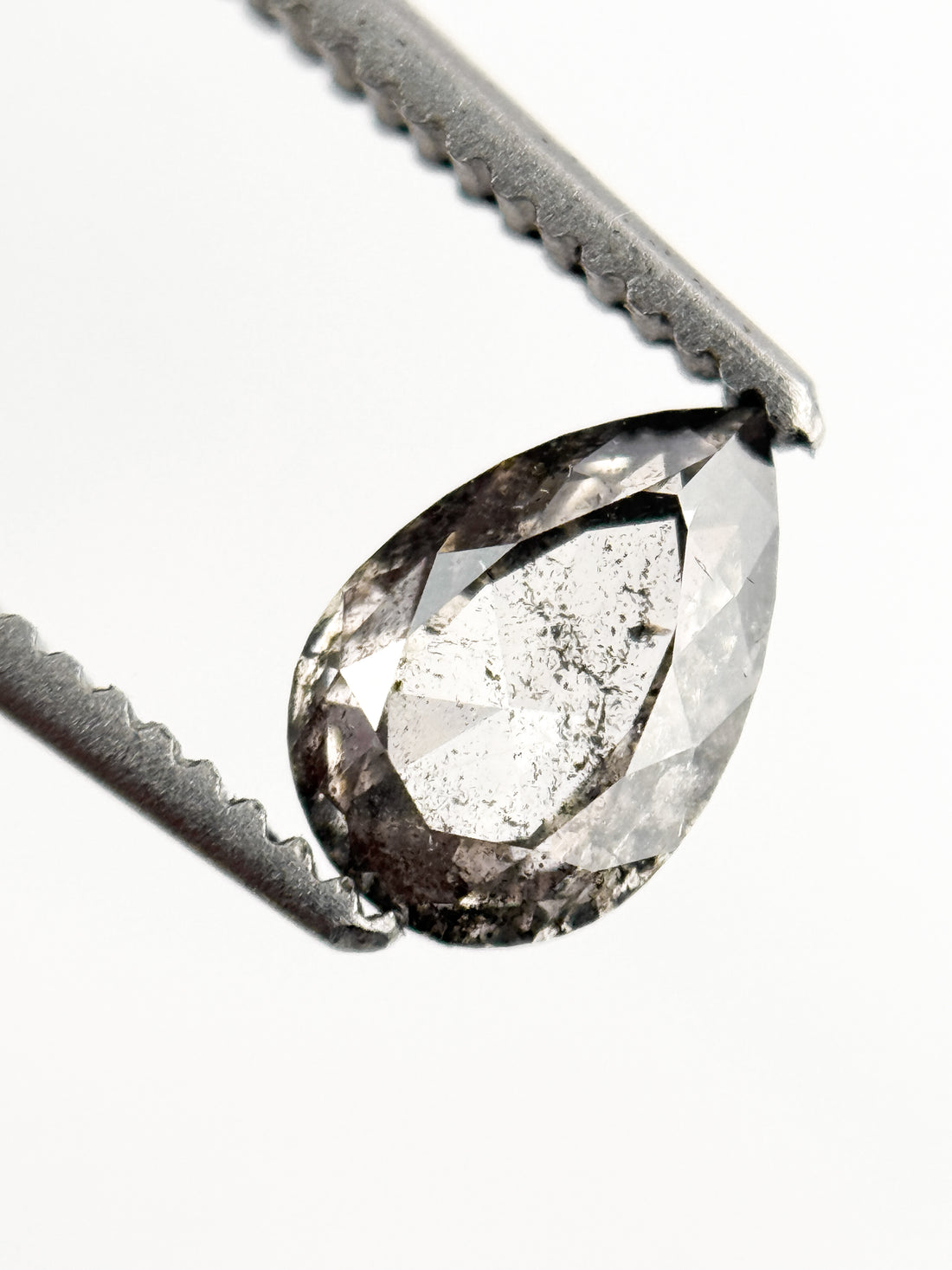 0.58 Ct Pear Rose Cut Grey Natural Minimal Diamond