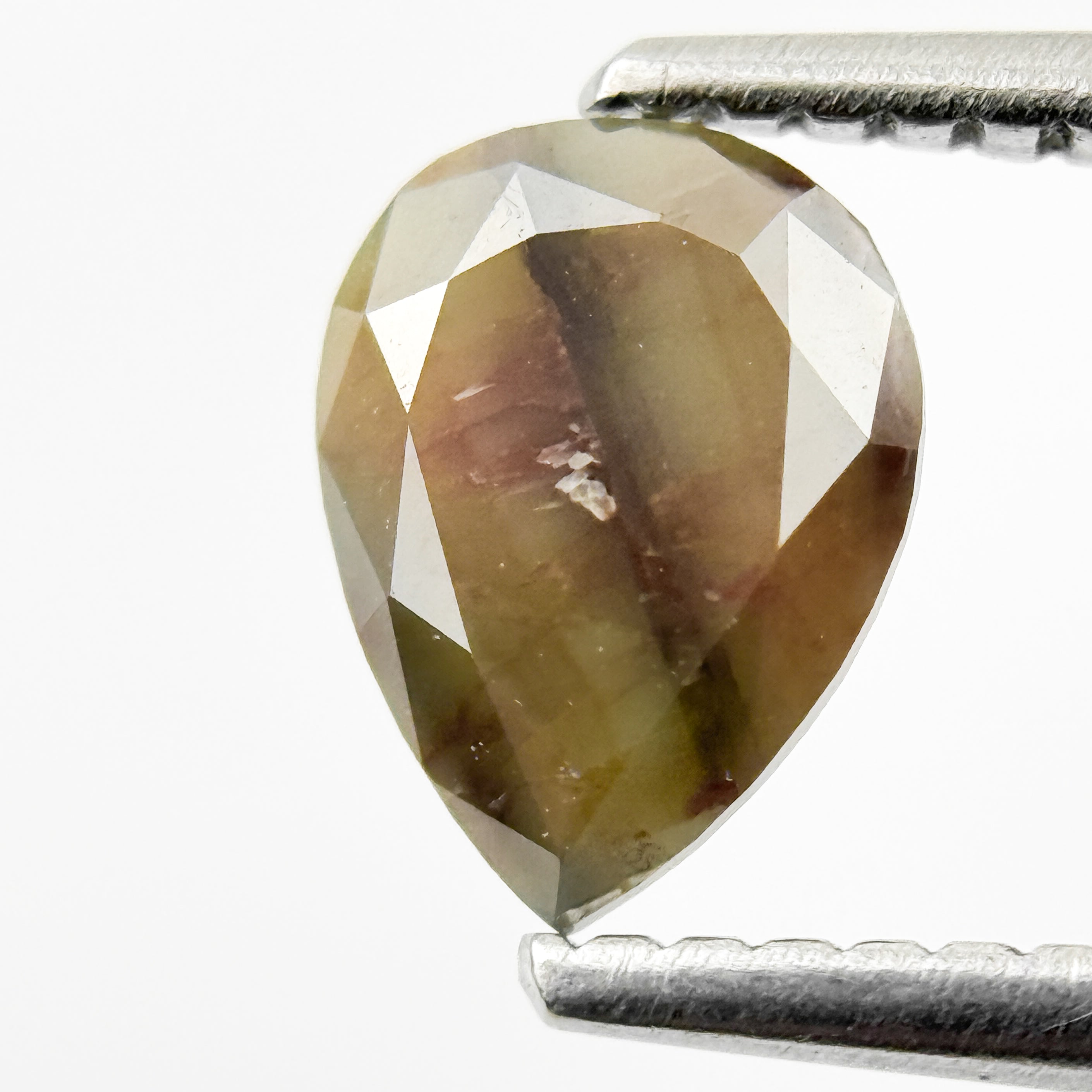 0.76 Ct Pear Rose Cut Brownish Yellow Natural Salt and Pepper Diamond