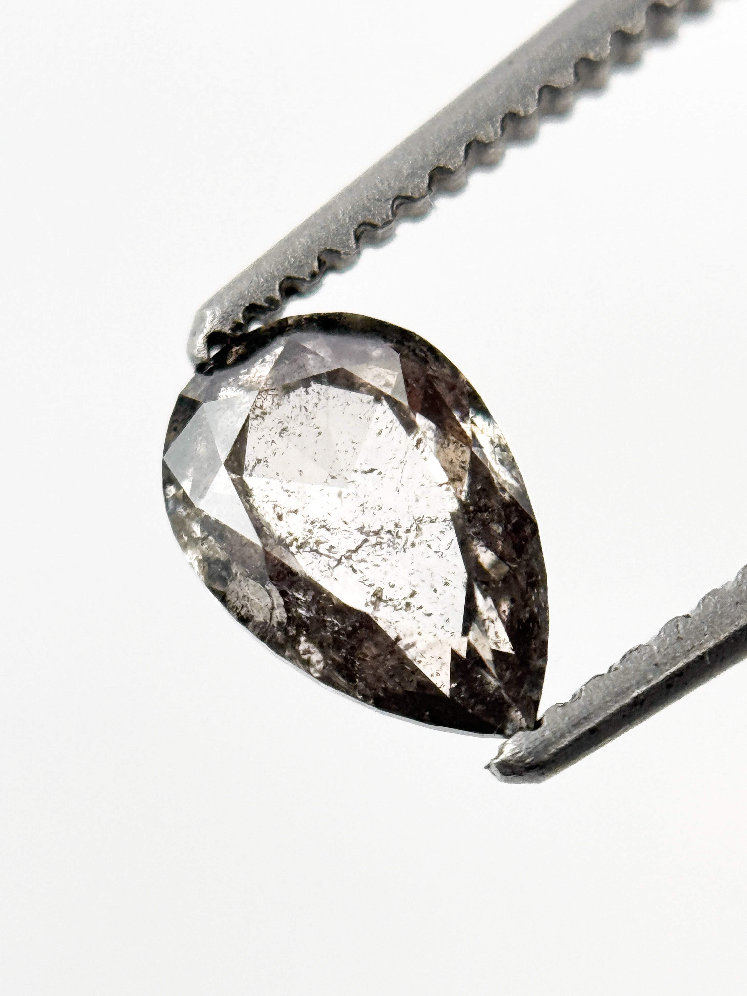 0.58 Ct Pear Rose Cut Grey Natural Minimal Diamond