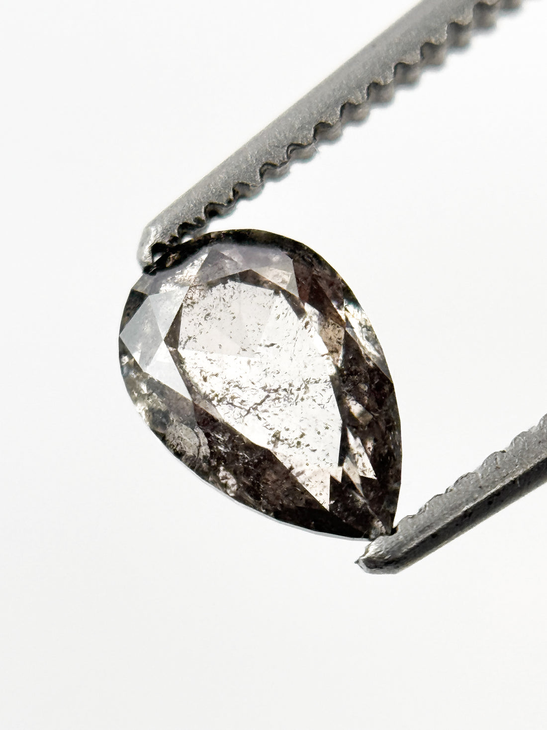 0.58 Ct Pear Rose Cut Grey Natural Minimal Diamond