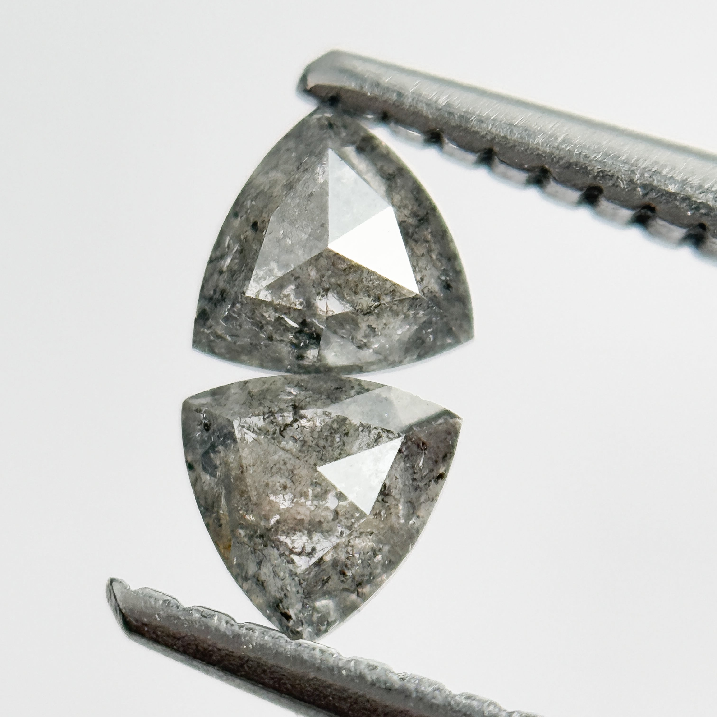 0.42 Ct Triangle Rose Cut Grey Natural Salt and Pepper Diamond
