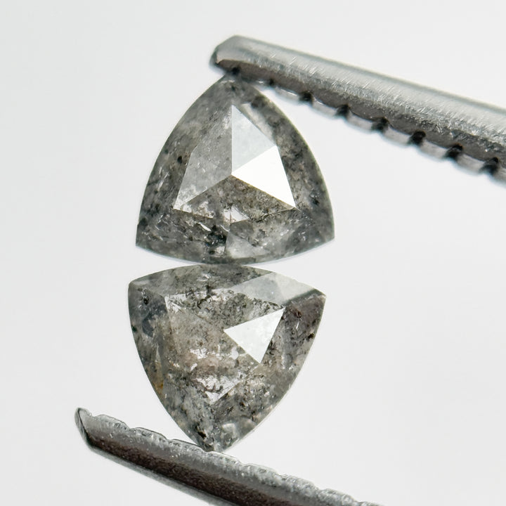 0.42 Ct Triangle Rose Cut Grey Natural Salt and Pepper Diamond
