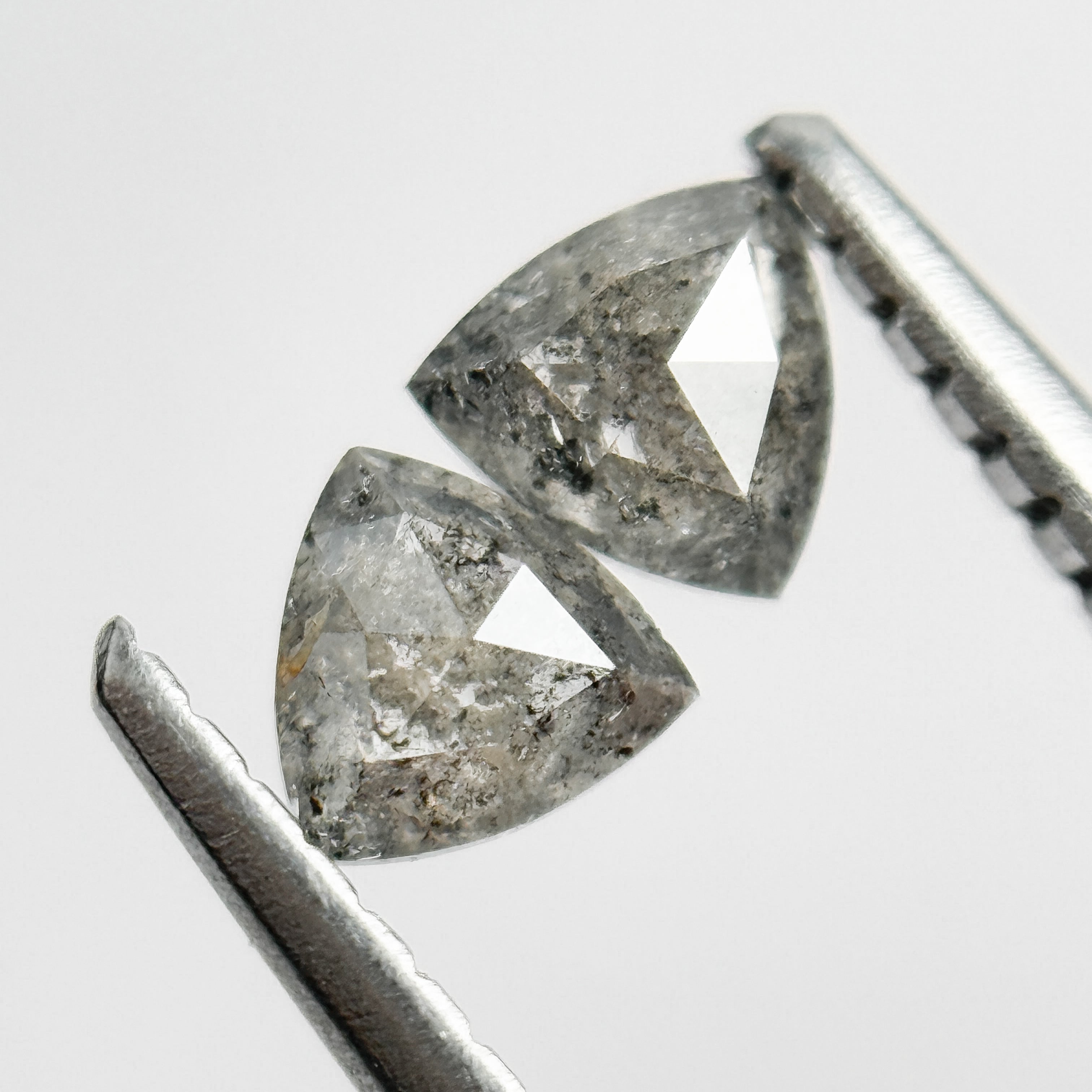 0.42 Ct Triangle Rose Cut Grey Natural Salt and Pepper Diamond